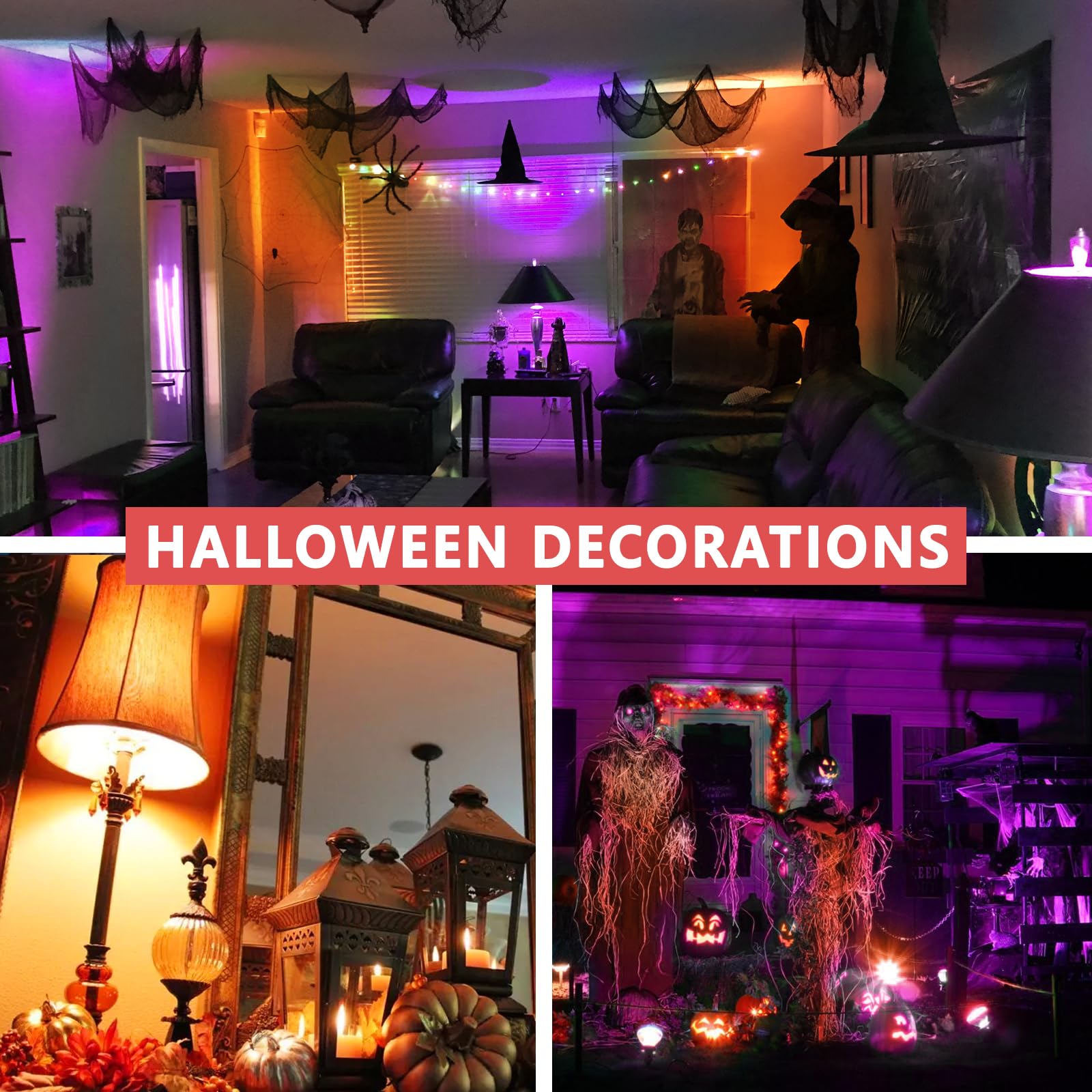 Gonhom 2 Pack A19 Led Orange Purple Light Bulb 9 Watt Purple Lights Equivalent 100 Watt Colored Light Bulbs E26 Base For Party Decoration  Holiday Lighting Halloween Light Bulbs