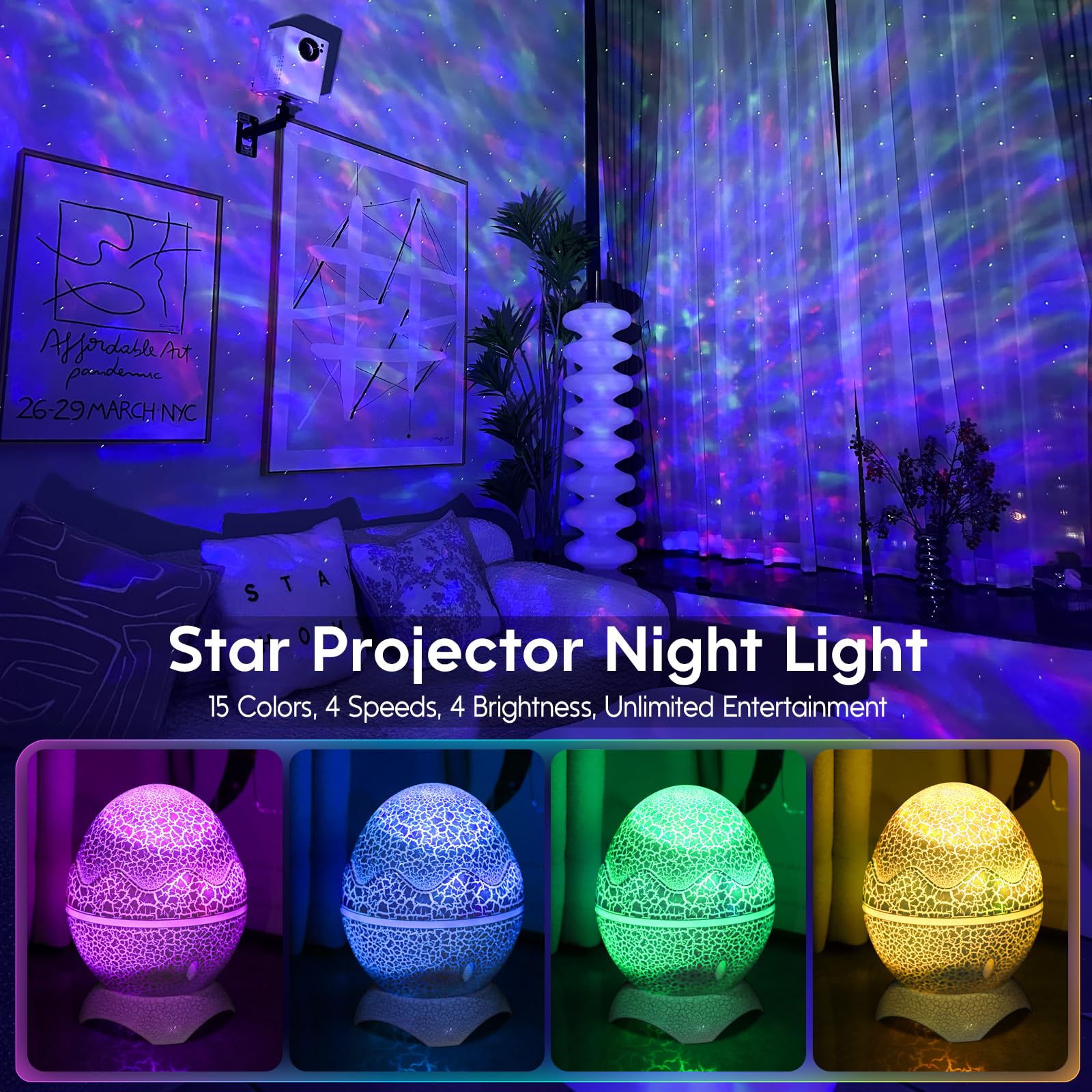 Rossetta Star Projector - Galaxy Led Light, Bluetooth Speaker & Remote Control For Kids & Adults