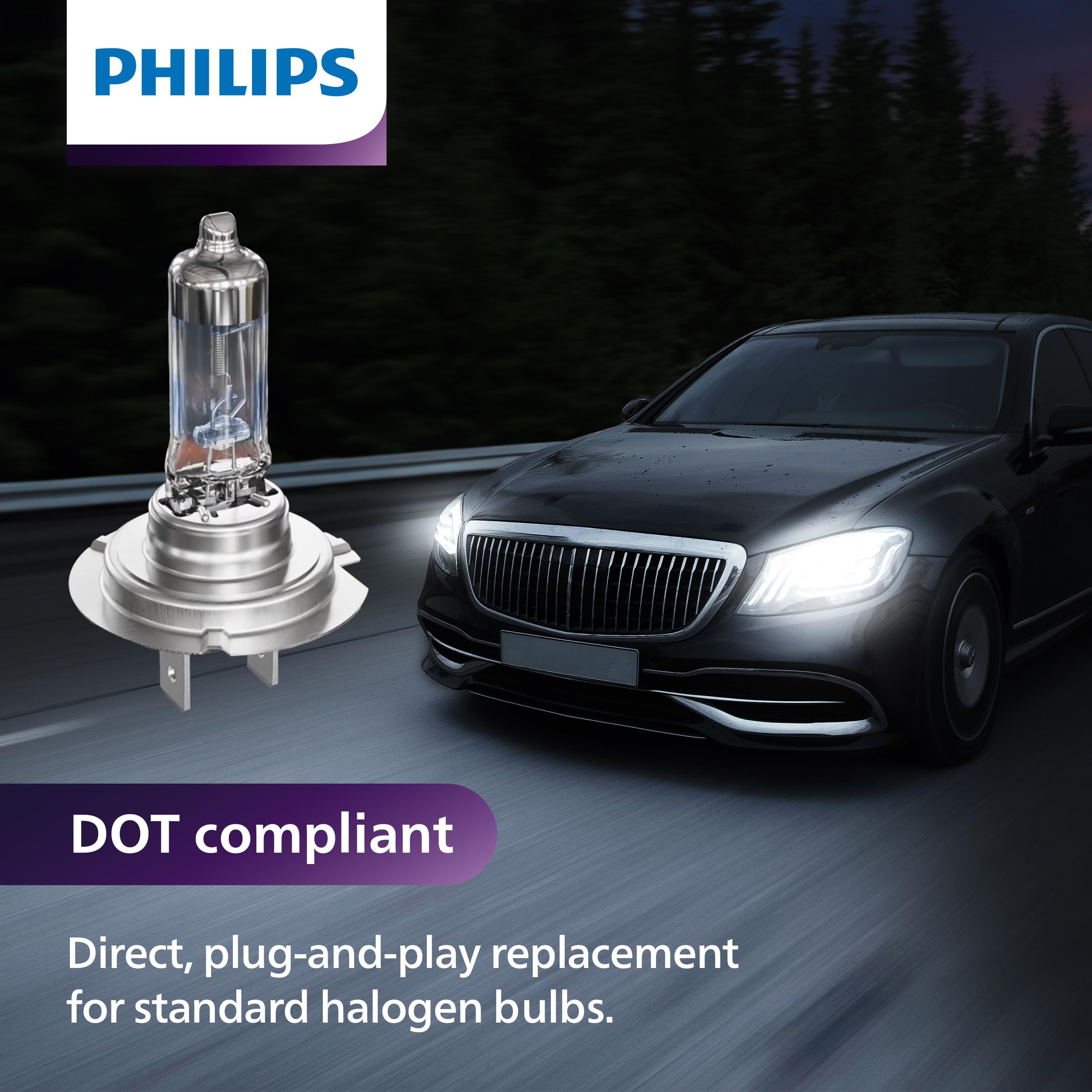 Philips Automotive H11 NightGuide Platinum Headlight Bulb, Pack of 2, White, Model H11NGPS2