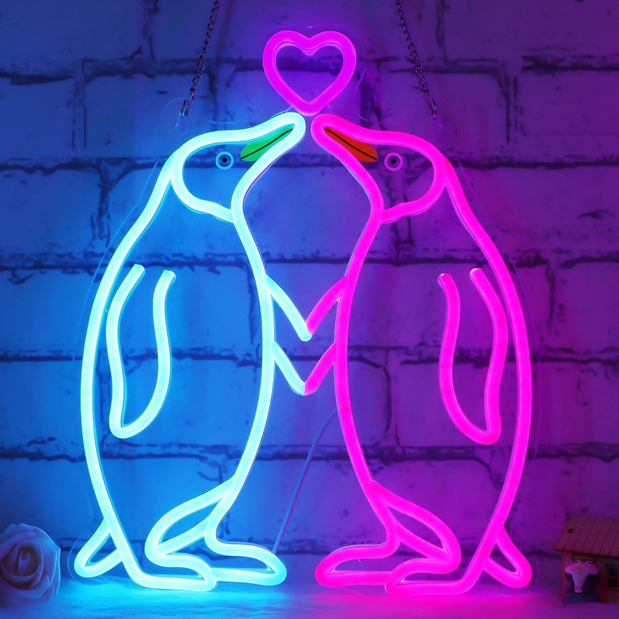 Ammonite Penguin Neon Sign, LED Neon Lights for Room Wall Table Decor Art, Home Party Birthday Wedding Proposal Engagement Gift 