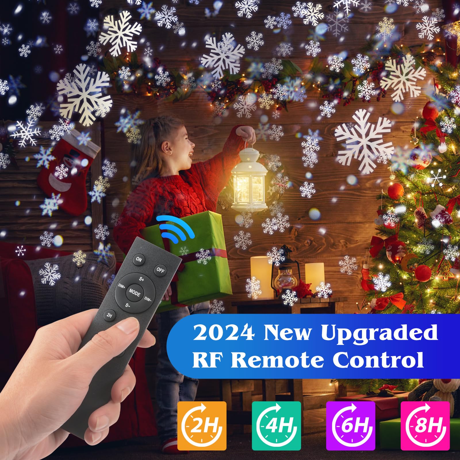 2024 Christmas Snowflake Projector Lights, Snowfall Led Light With Remote, Outdoor Ip65 Waterproof For Xmas Holiday Wedding Part
