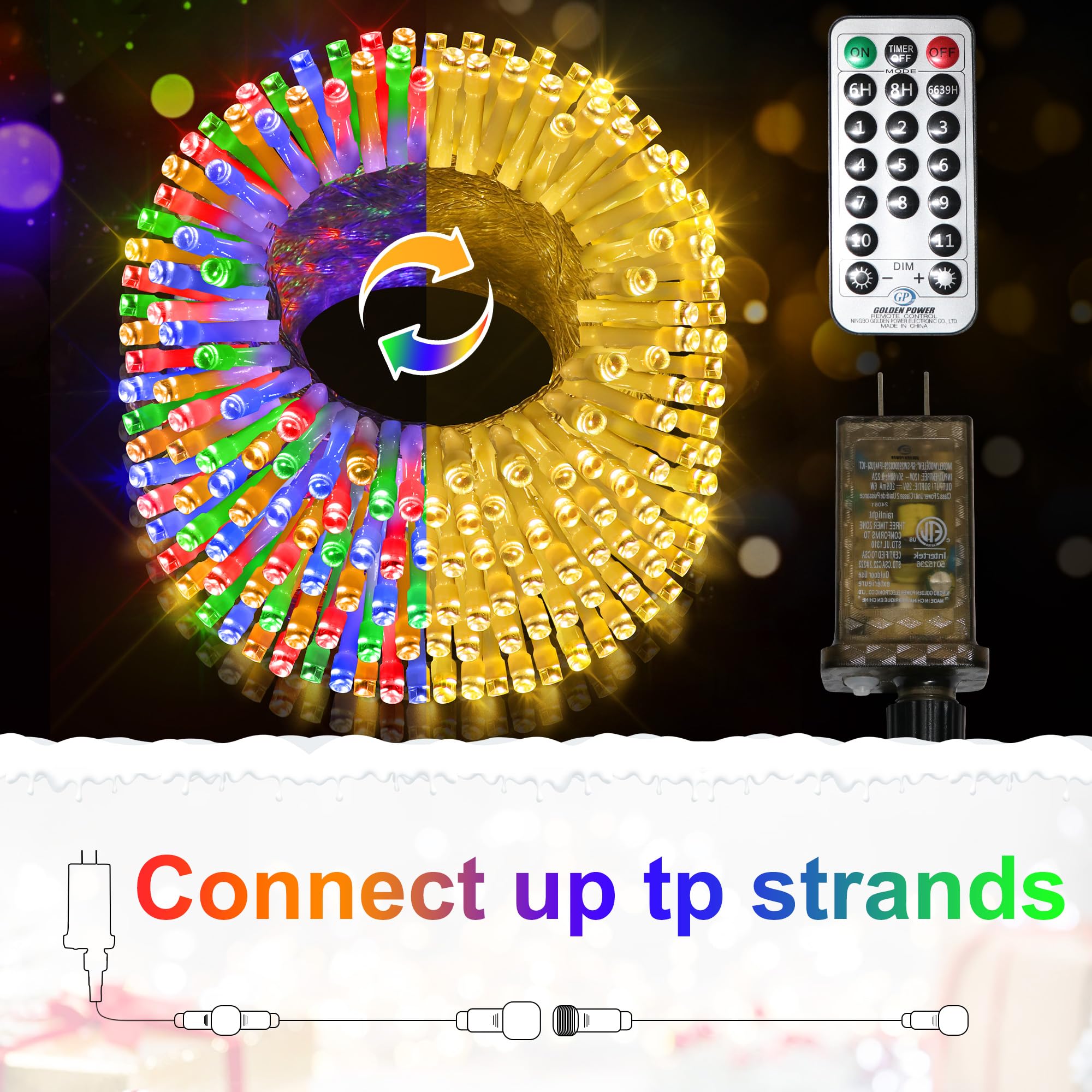 338Ft Led String Lights 720 Led Super Bright Christmas Lights 11 Modes Waterproof Plug In Fairy Lights For Christmas Tree Home R