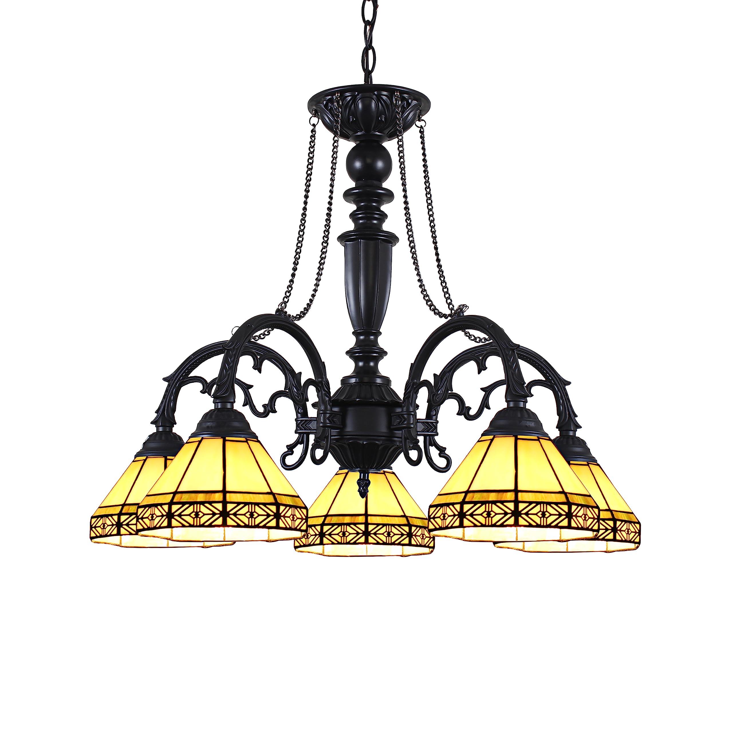 Chloe Lighting Belle Tiffany-Style Chandelier, 5 Light, 27in Wide, Stained Glass, Model CH31315MI27-DC5