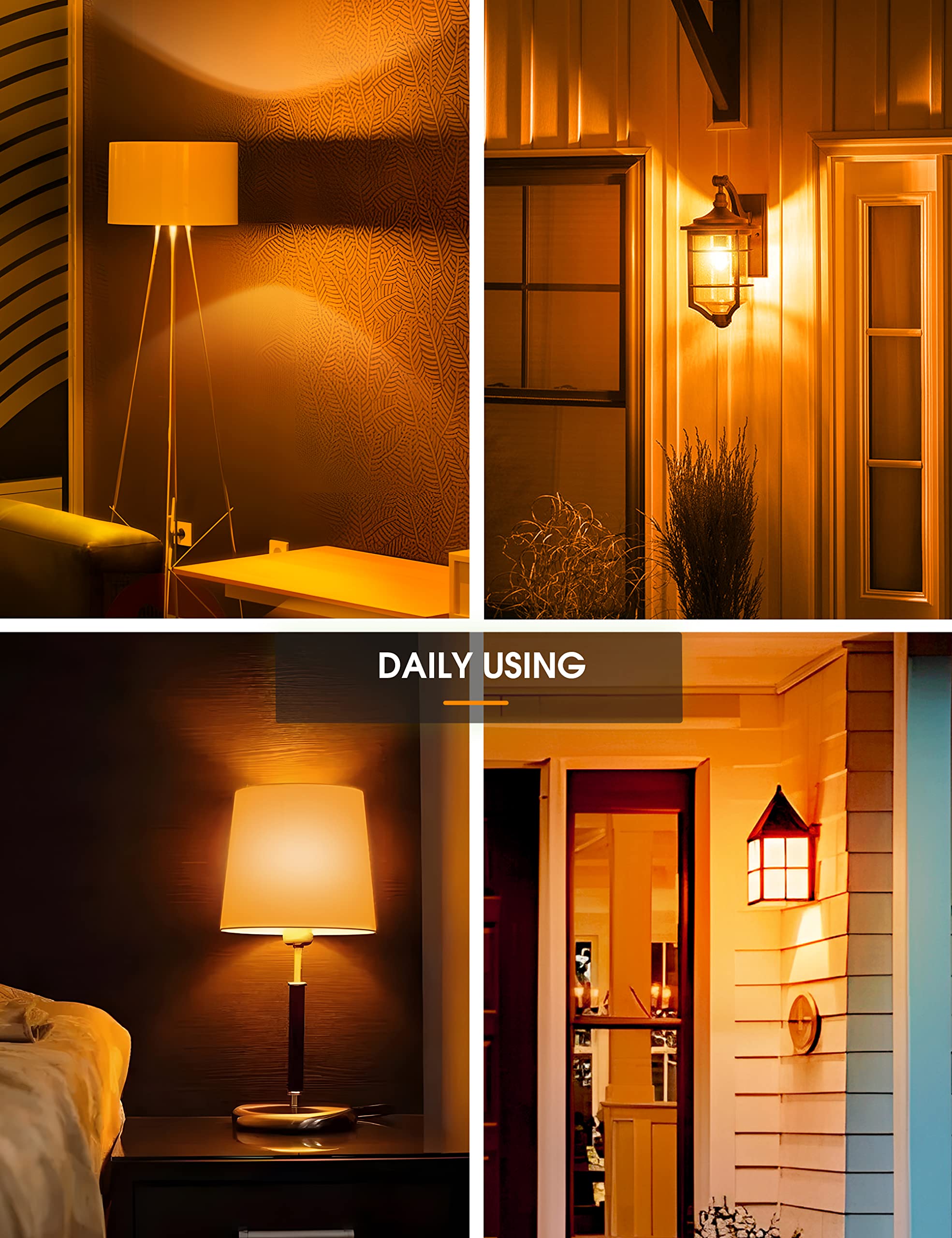 L LOHAS LED A19 Orange LED Light Bulbs 9W (60W Equivalent) E26 Base, 4 Count Pack for Outdoor & Holiday Decor
