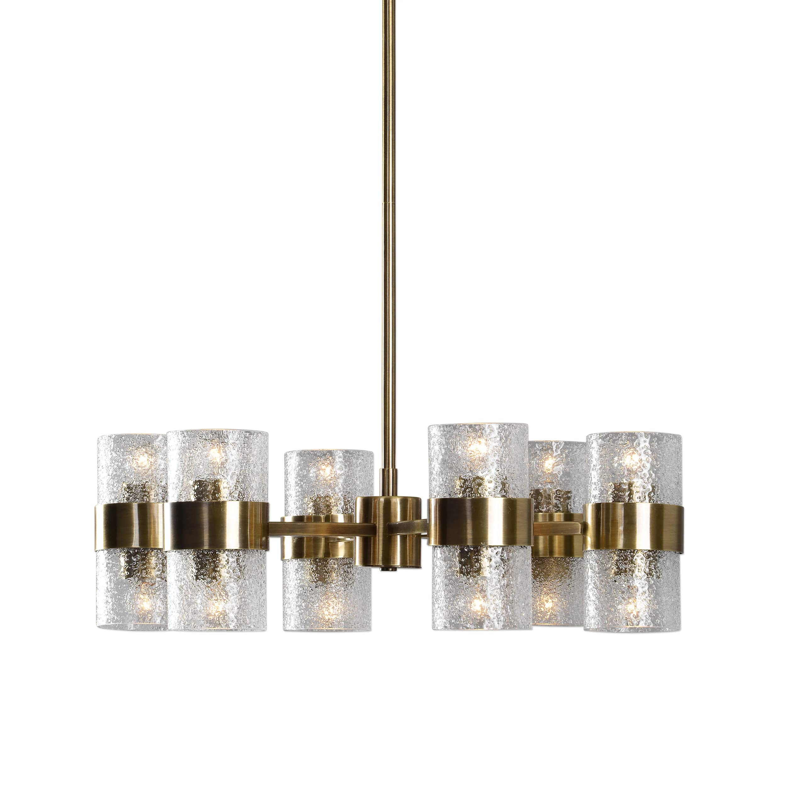 Uttermost Marinot 12 Light Chandelier, Iron/Glass, 26inW x 55.75inH x 26inD, Copper, Model 21297