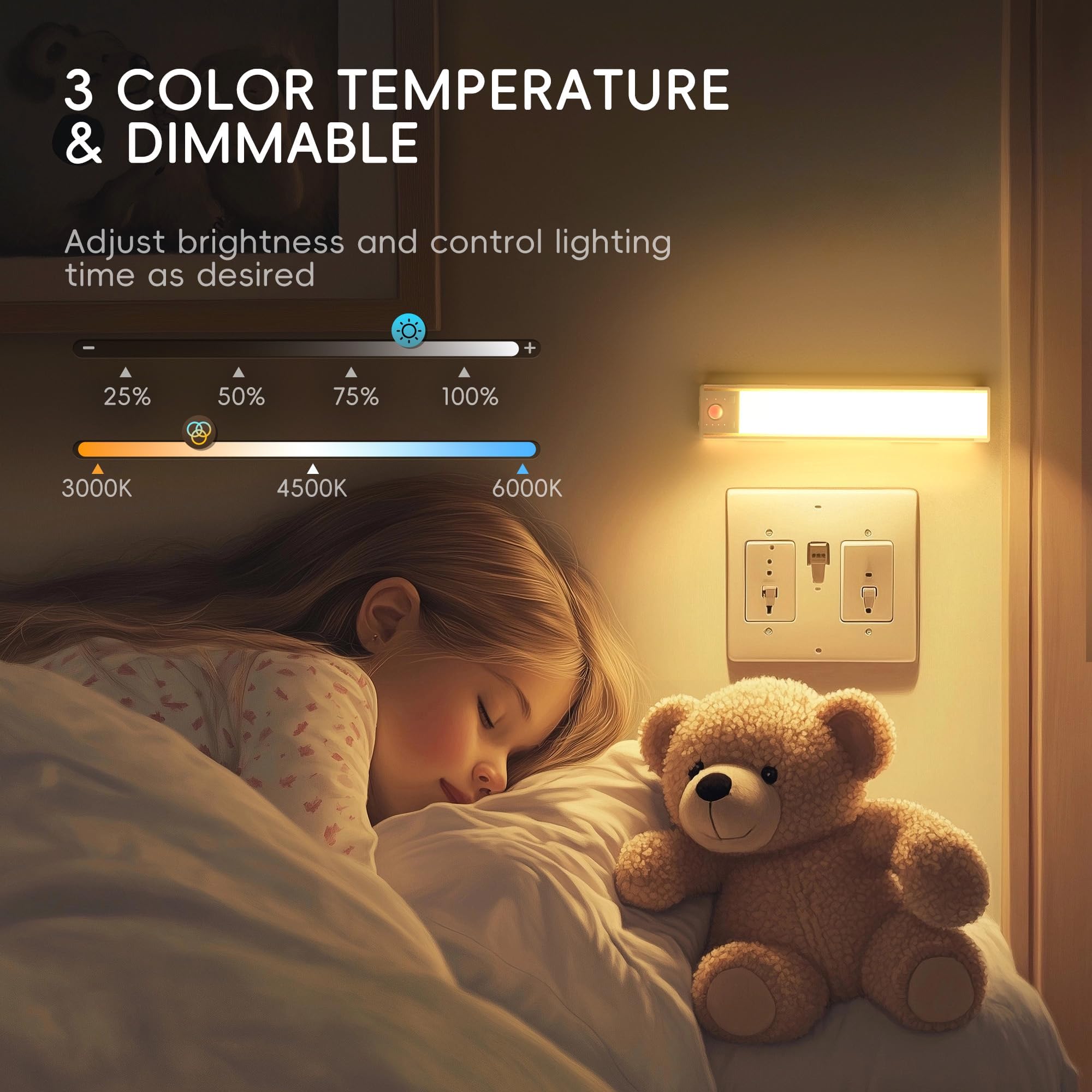 Lexall Under Cabinet Light, 60Led Rechargeable Motion Sensor Light With Charging Station, Dimmable Closet Rgb Bar, Magnetic Unde