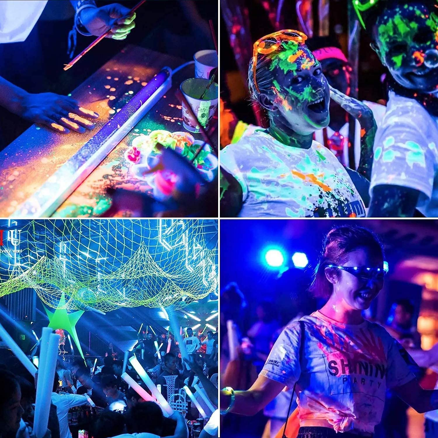 XYCN 2 Pack 700W LED Black Lights, IP66 Waterproof, 395nm-410nm, for Glow in the Dark, Dance Party, Body Paint, PG-Black-700W