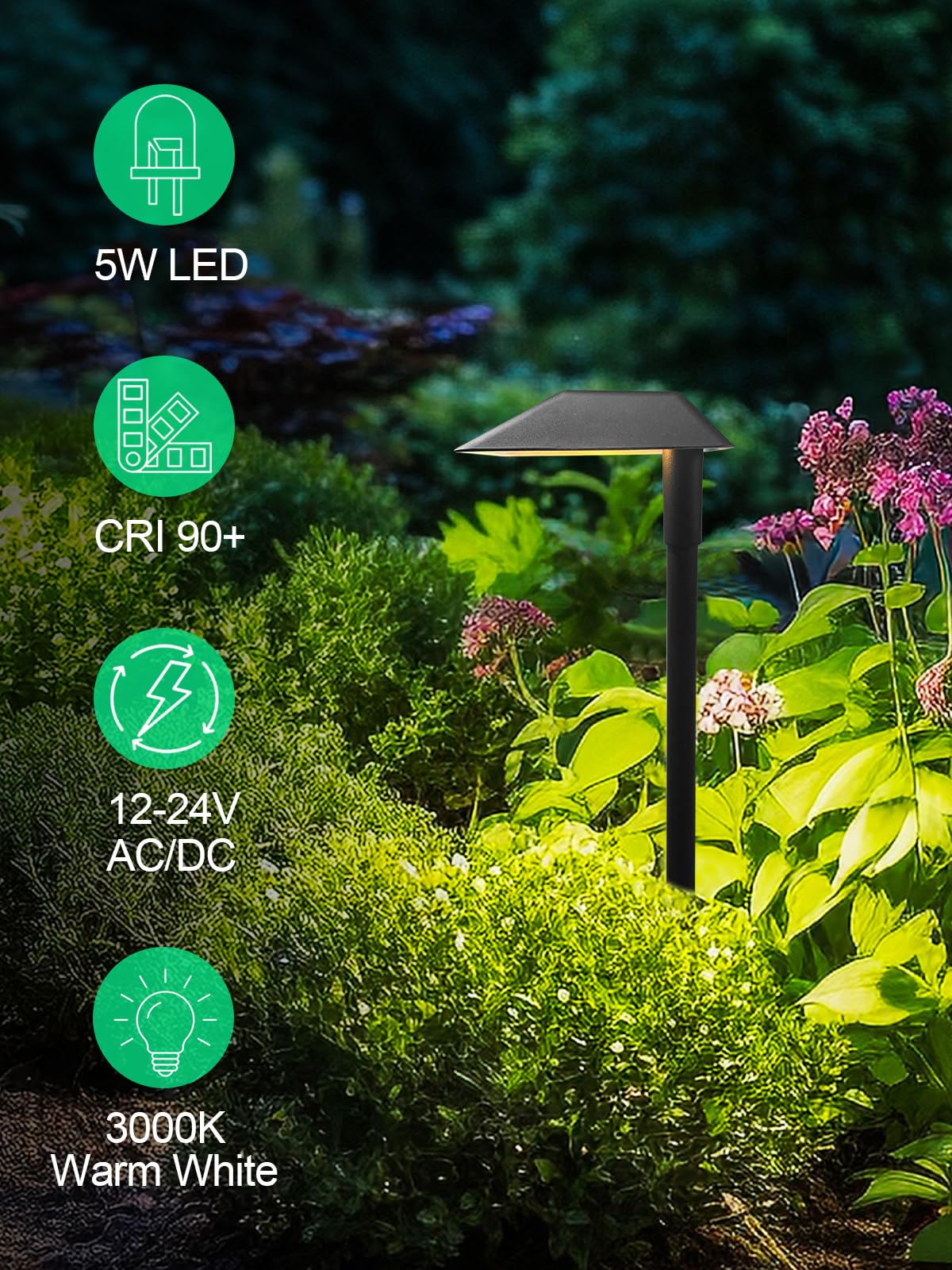 Doreio 5W Low Voltage Warm White Landscape Pathway Lights, 8 Pack, Ip66 Waterproof
