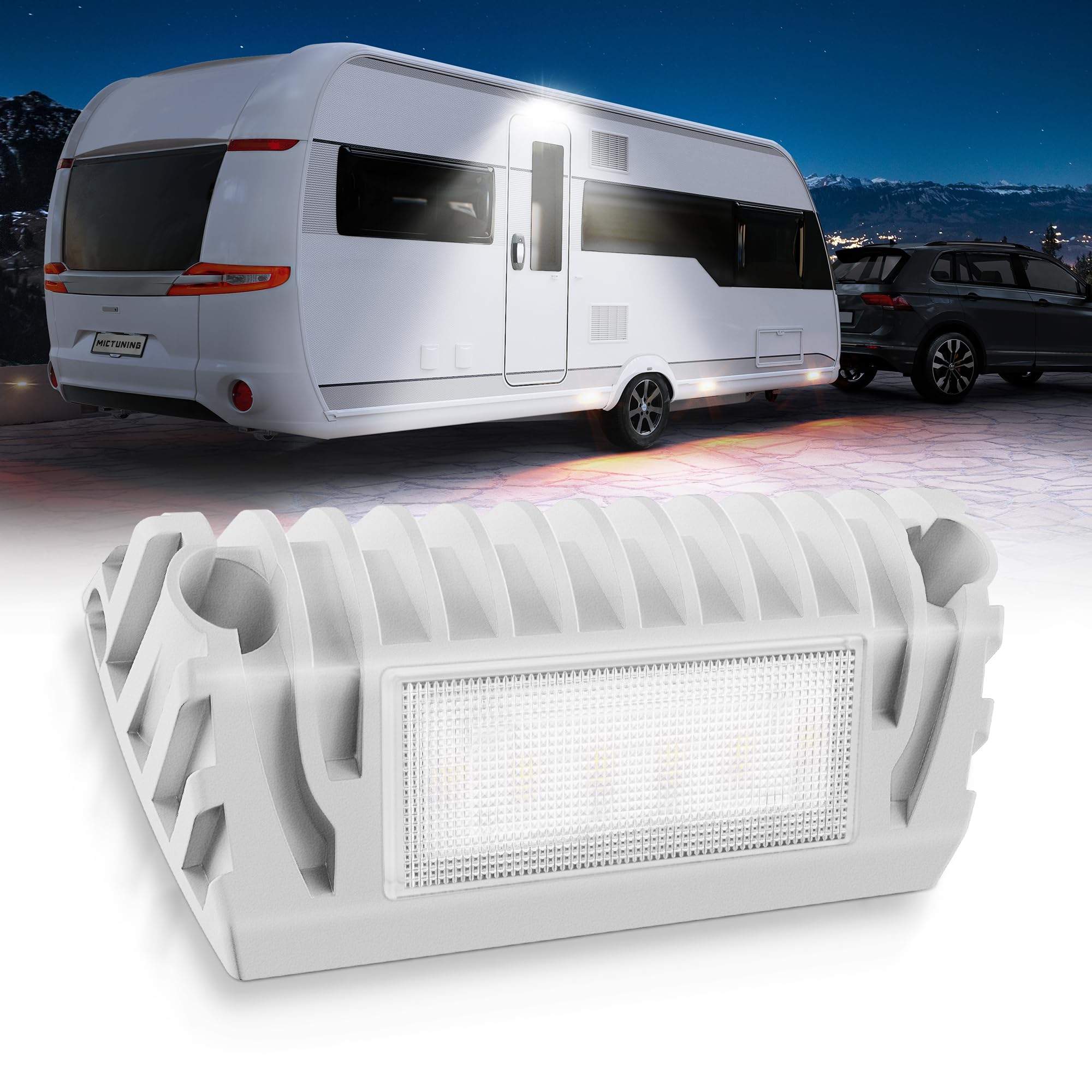 MICTUNING RV Exterior LED Porch Utility Light 12V 750 Lumen, Aluminium, 1 Pack, Black, Model MIC-RPL