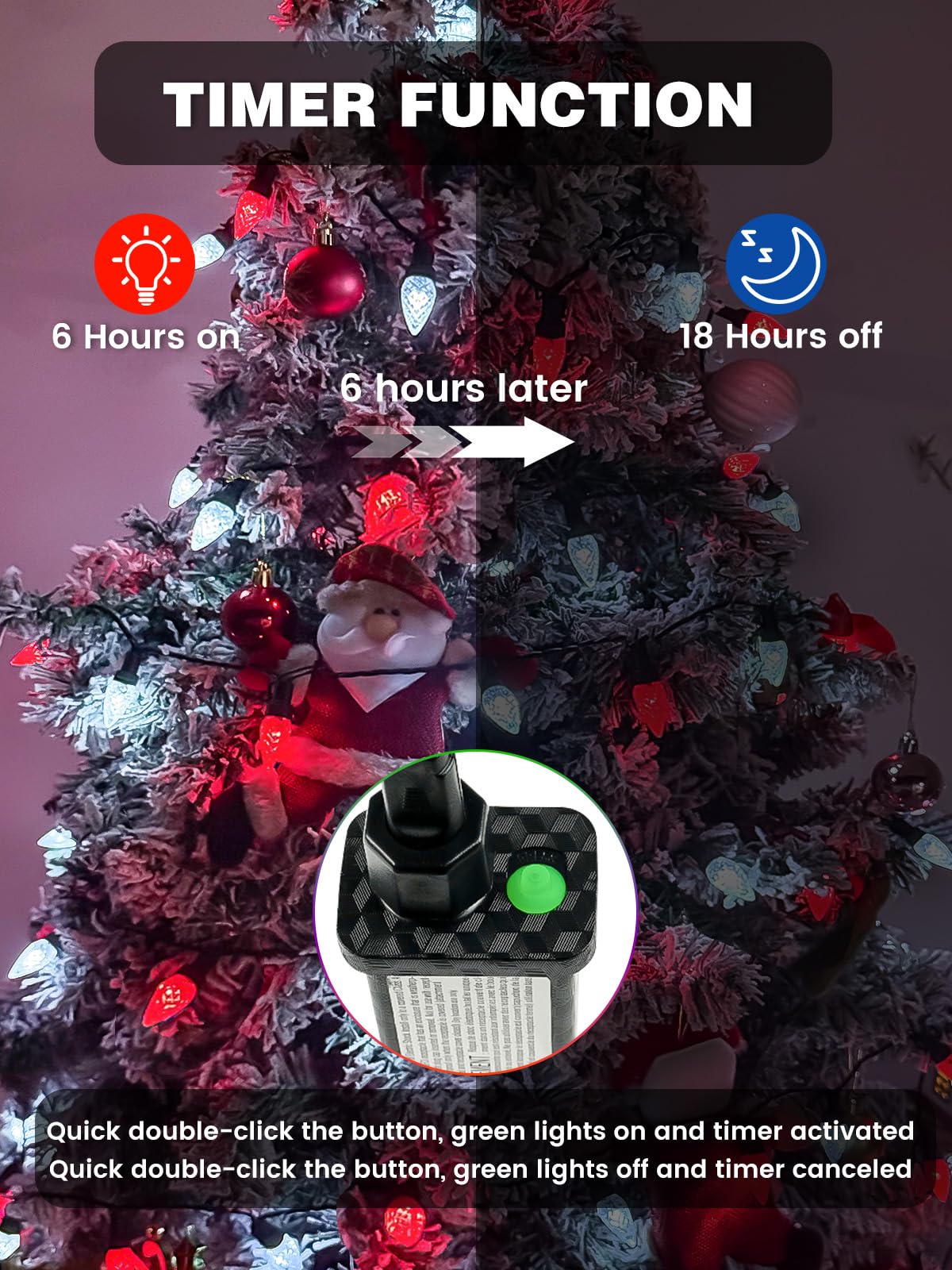 2 Pack C6 Christmas Lights Outdoor Indoor  Total 200 Led 66 Ft Connectable Christmas String Lights With Timer & 13 Modes  Waterproof Twinkle Light For Xmas Tree Party Yards Decorations (Red And White)