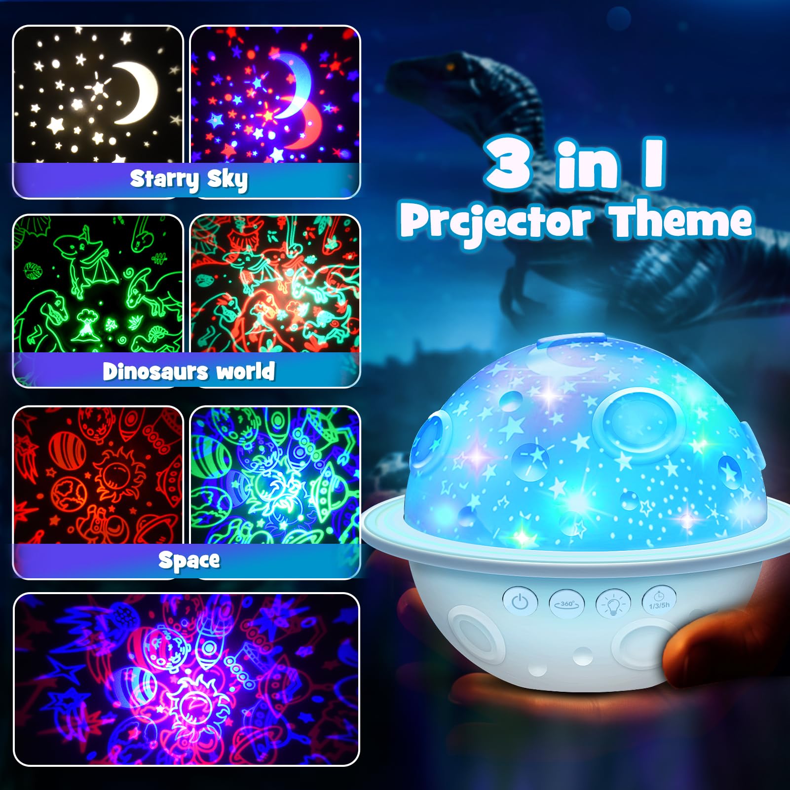 Dinosaur Toys For Kids 3-12: Dinosaur & Universe & Star Night Lights Projector Toys Easter Gifts For 3 4 5 6 7 8 9 10 11 12 Year