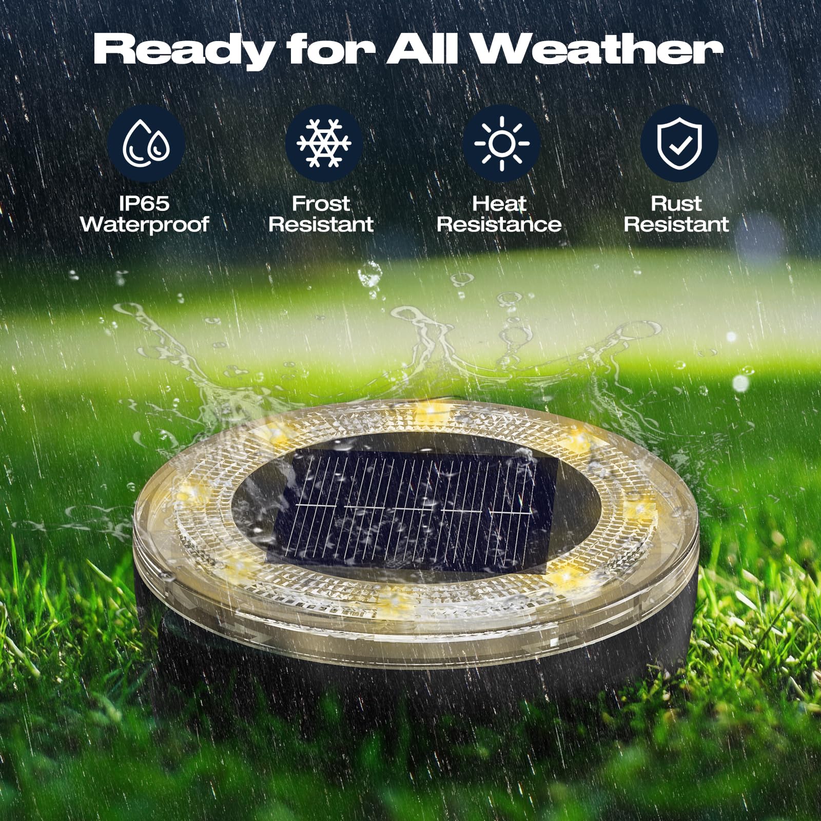 Vighep Mini Outdoor Solar Lights 8 Pack Solar Garden Light For Outside Ip65 Waterproof  8 Led Disc Landscape Lighting For Garden Yard Driveway Walkway Poolside Deck Lawn Patio Warm White