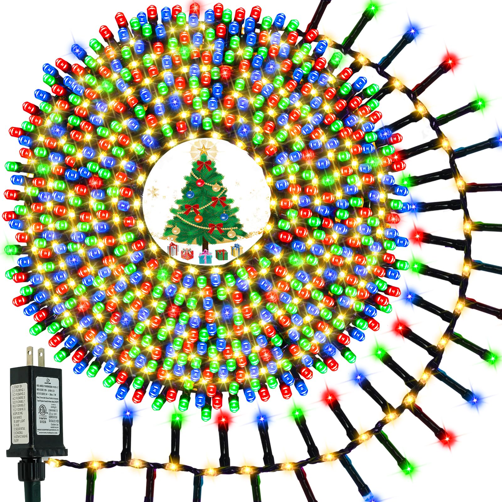 2025 New Christmas Cluster Lights 800Led With Flowing Twinkling  Fire er Fairy Lights With 15 Modes & Timer  Waterproof Christmas String Lights For Indoor Outdoor Xmas Tree Party Garden Multicolor