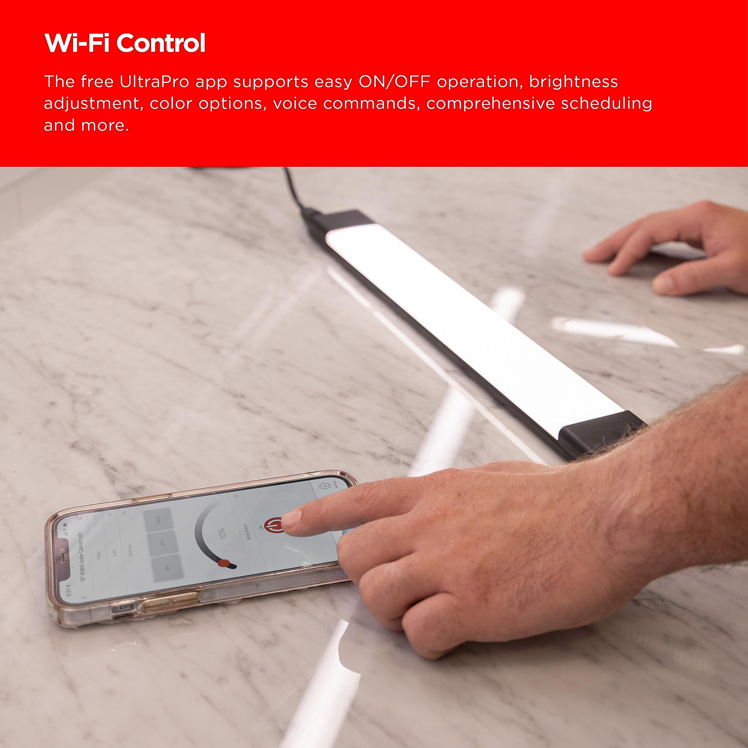 Ultrapro Wi-Fi Under Cabinet Lights, 24 Inch, Color Changing, Alexa & Google Assistant Compatible