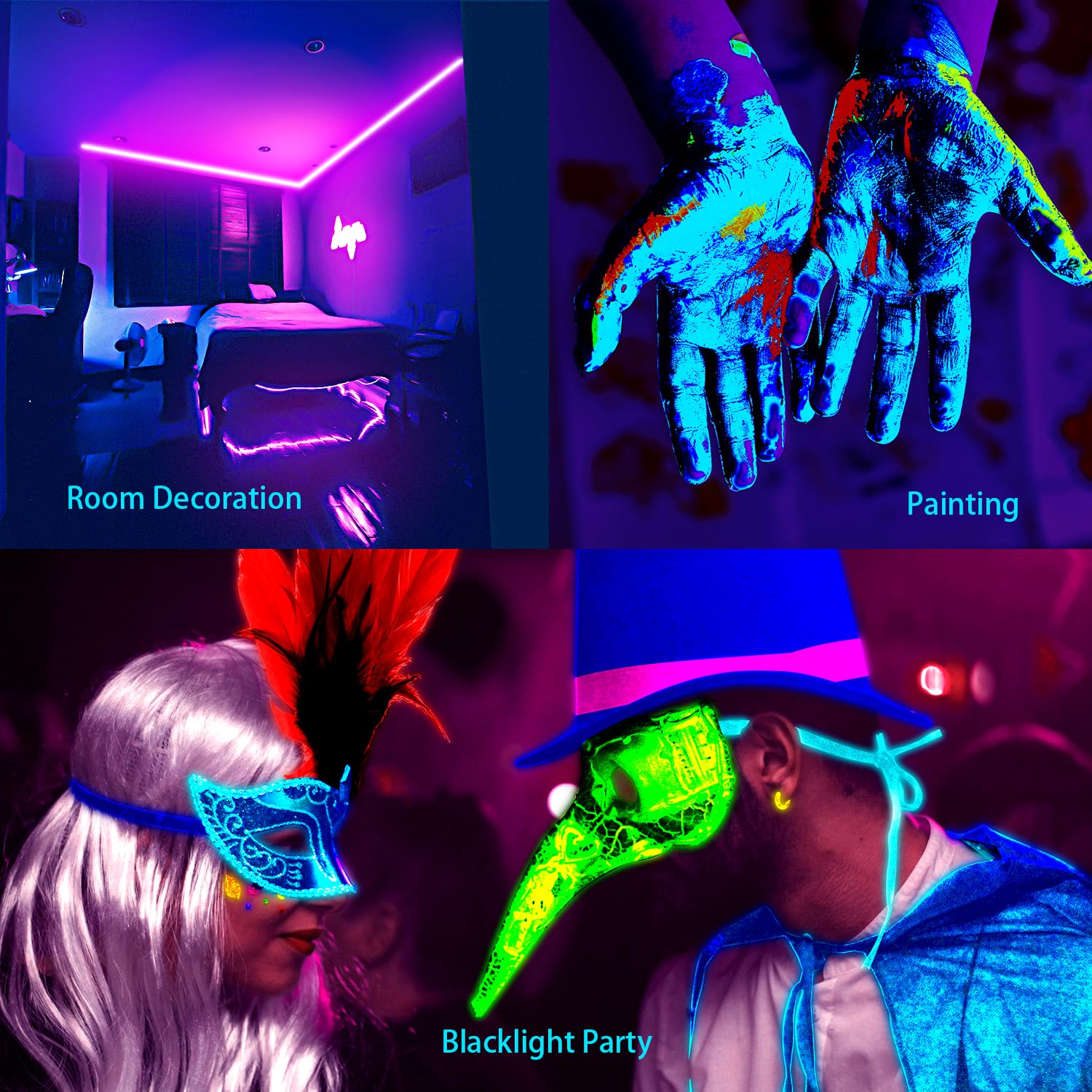 TENDIST Black Light LED Strip 132FT, App Control, UV Light for Glow Party, Purple, Model J-5050RGB-30