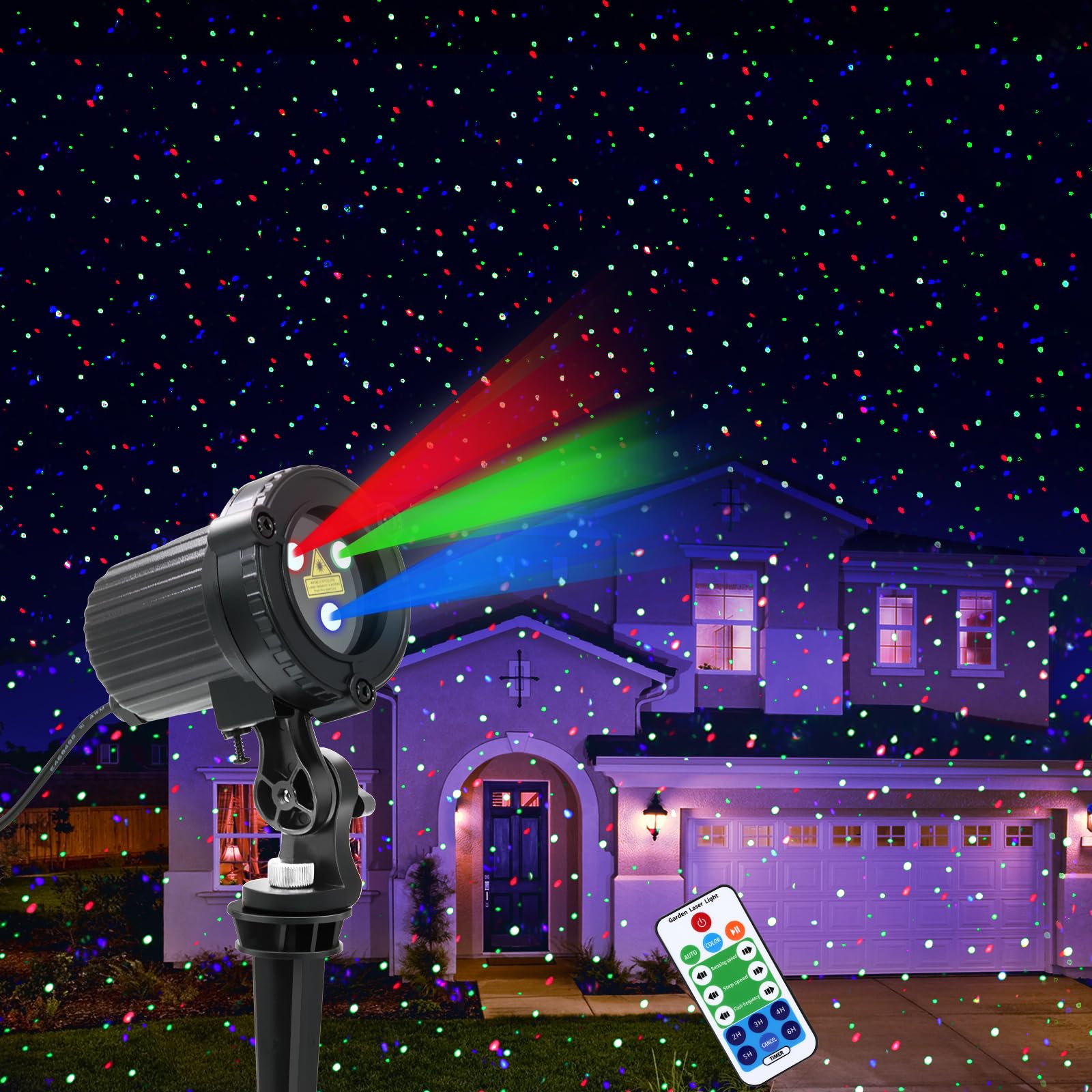 Mhazdze Christmas Laser Lights Projector - Rgb Waterproof Outdoor Garden Decor