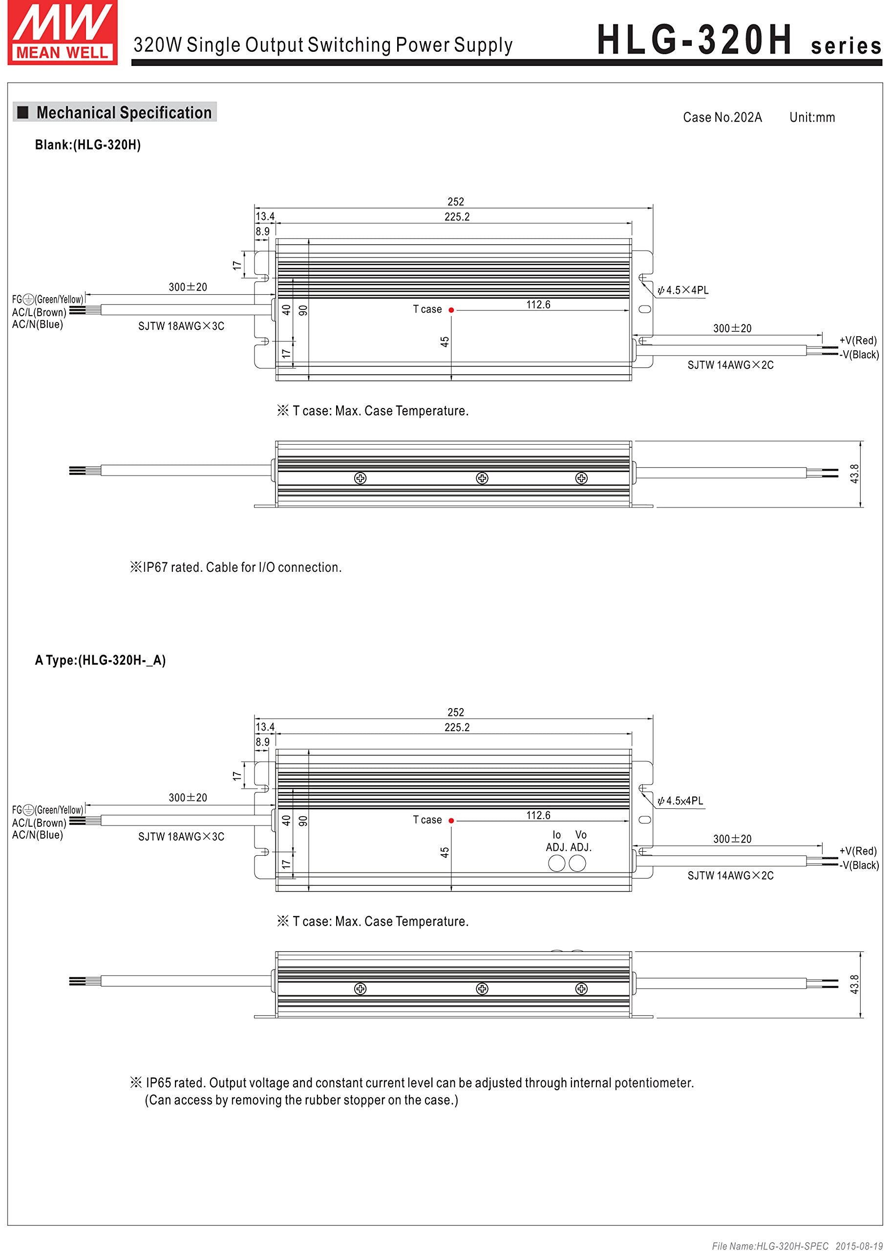 Mw Mean Well Hlg-320H-15B 15V 19A 285W Single Output Switching Led Power Supply With Pfc
