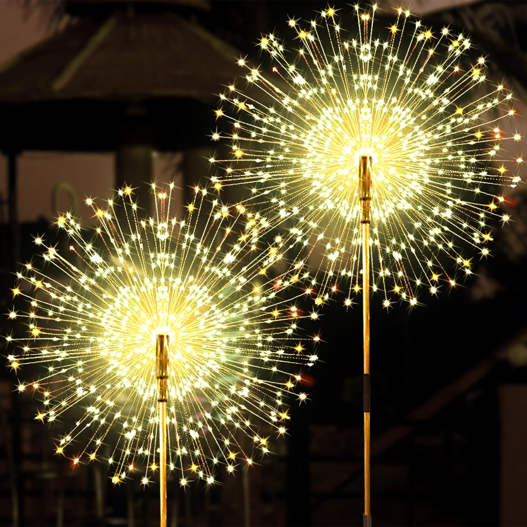 JJGoo Solar Firework Lights, 2 Pack, 150 LEDs, Waterproof, Warm White, Model KM5003B1