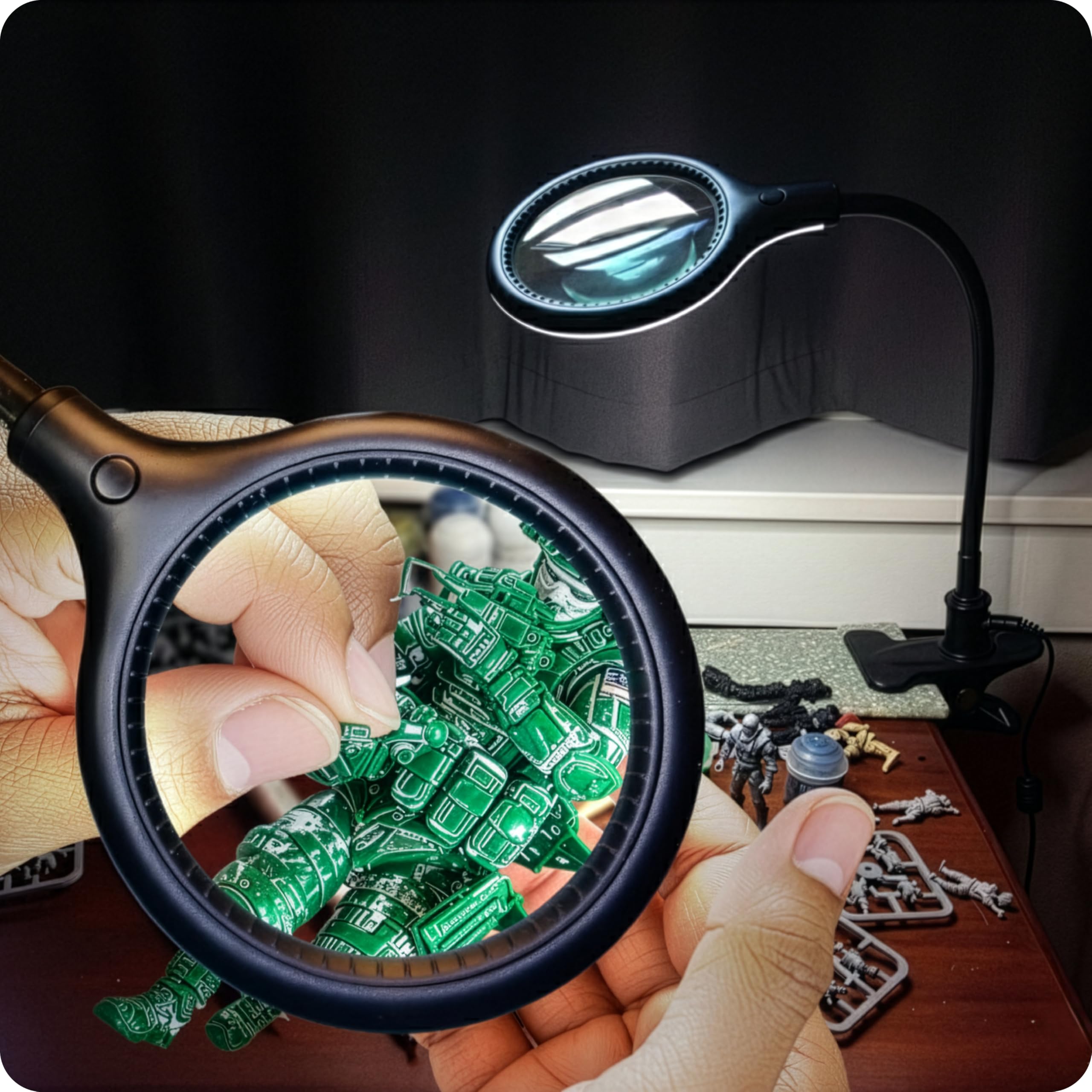 Brightech LightView Flex Magnifying Desk Lamp - 1.75X Magnifier with Light, Adjustable for Crafts & Reading, Black, Model LTVW2-BK