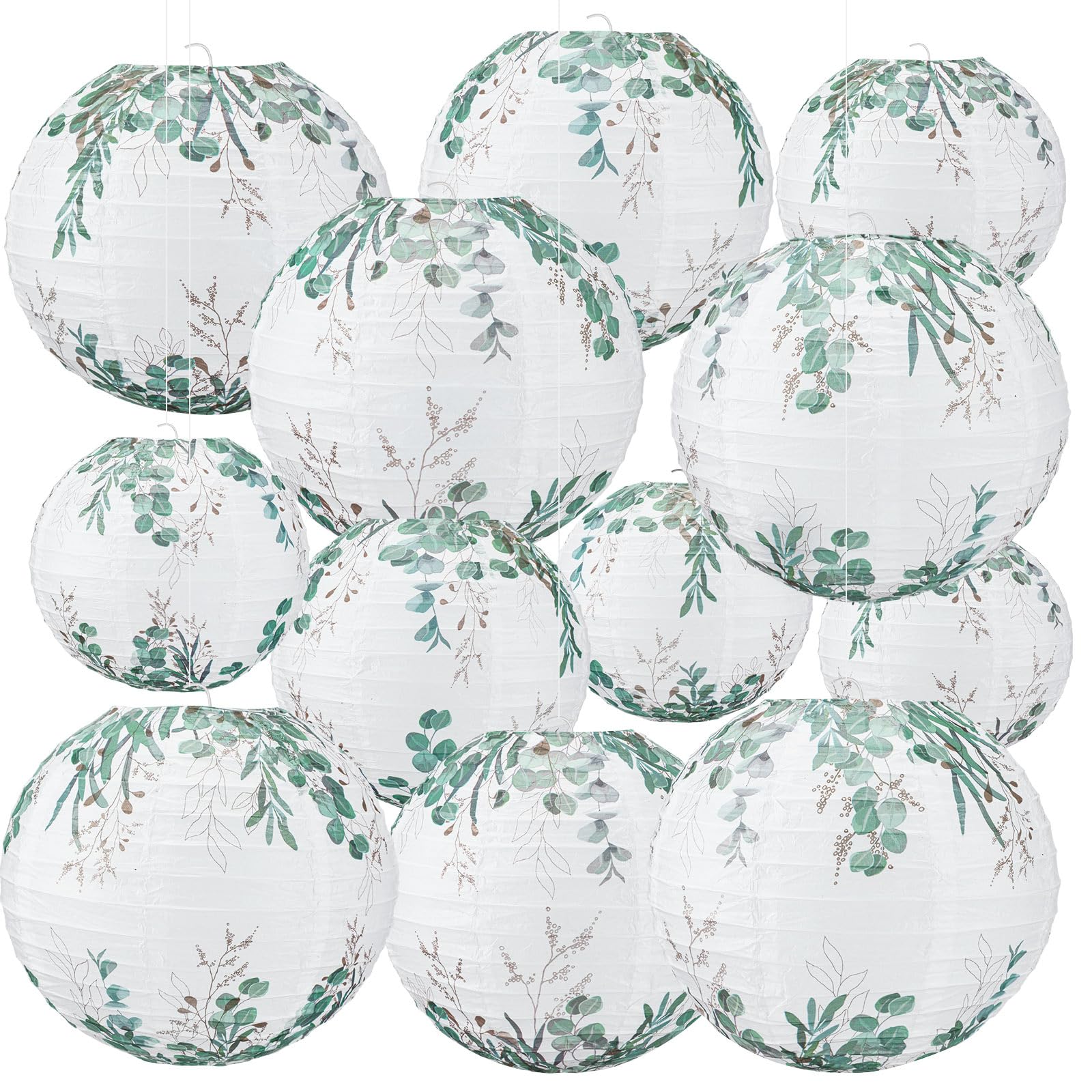 Retisee 12 Pcs Eucalyptus Classroom Decorations Green Paper Lanterns Plant Themed Classroom Decor Eucalyptus Leaf Hanging Paper 