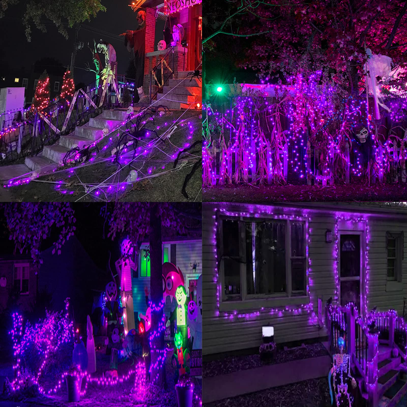 YIQU 200 LED Purple Halloween String Lights, 82FT, 8 Lighting Modes, Indoor/Outdoor Decorations for Parties, Gardens, and Bedrooms