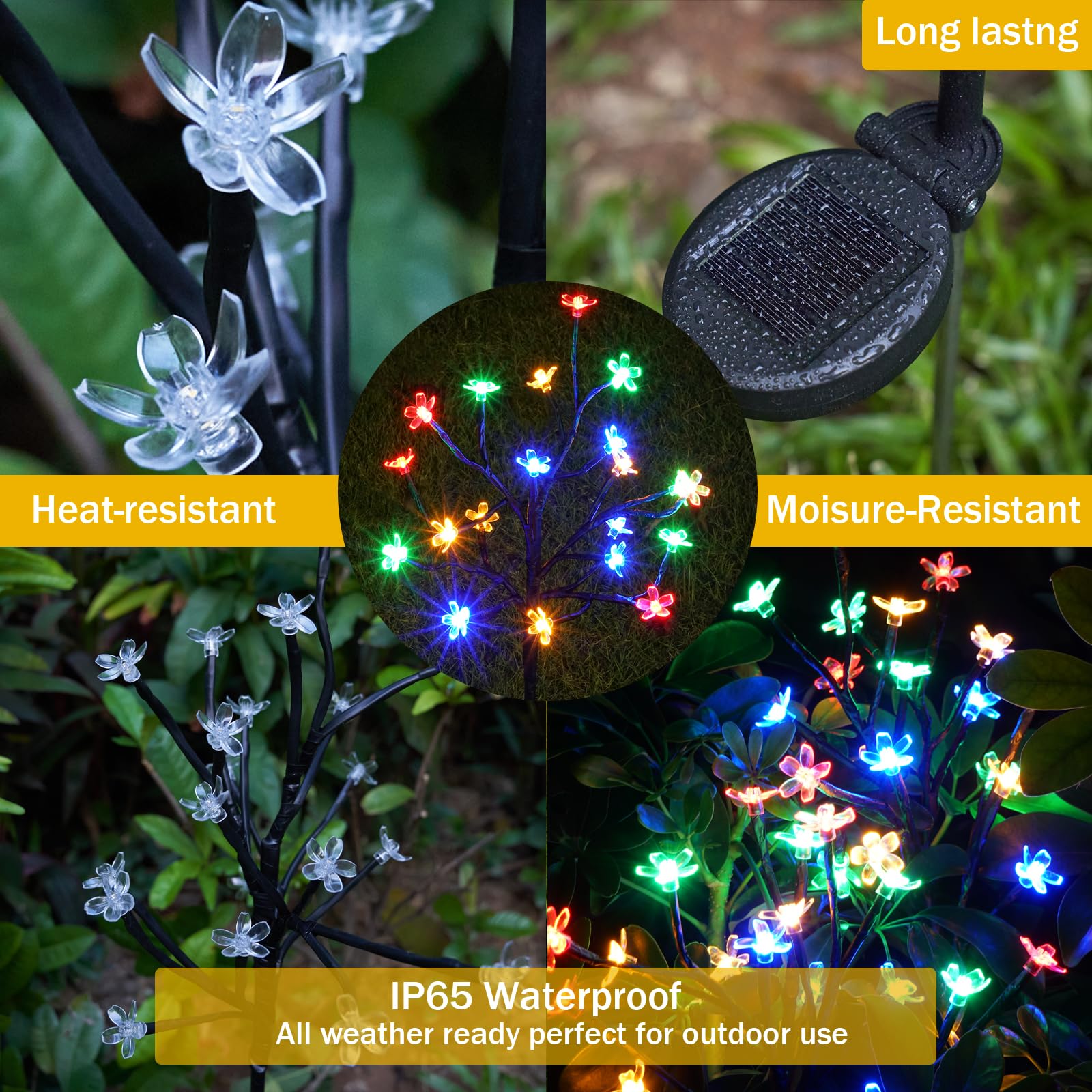 Iueecen Solar Flowers Lights Garden Decor, Solar Garden Lights Outdoor Decorative,2Pack 40Led Solar Lights Outdoor Garden Waterproof Fairy Lights For Outside Yard,Lawn Decorations Gardening Gifts
