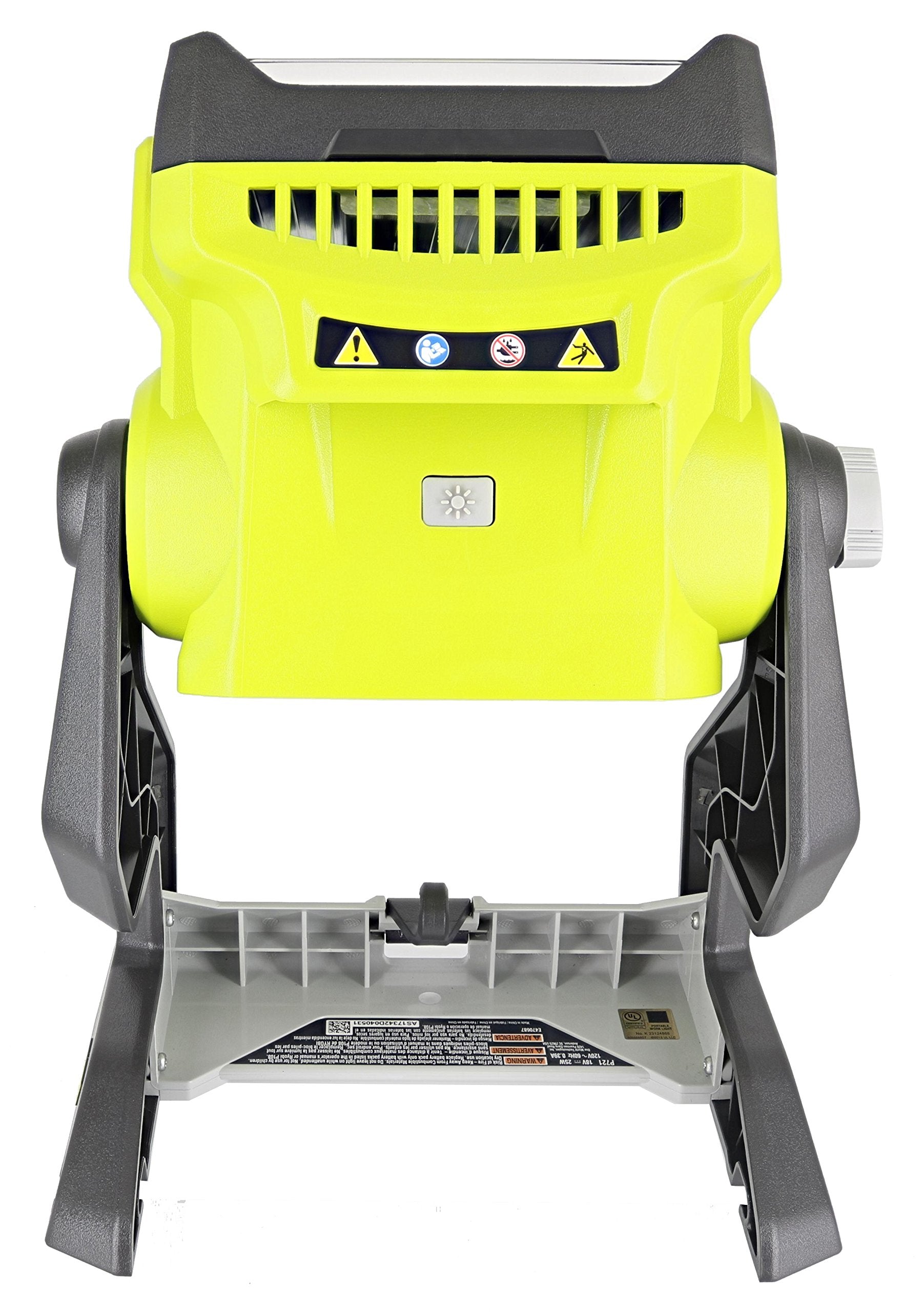 RYOBI P721 LED Work Light - 1,800 Lumen, Hybrid AC/Li-Ion, Metal, Green/Grey, Flat Standing, Mounting Options, Battery Not Included