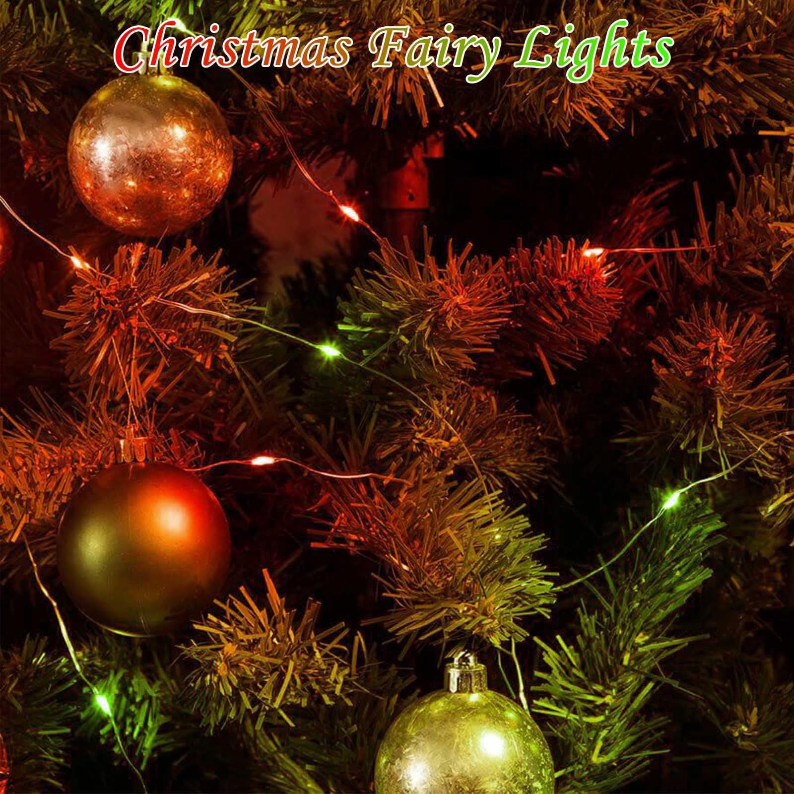 Red And Green Christmas String Lights,4 Pack Fairy Lights Battery Operated With Timer Christmas Lights For Outdoor/Indoor Waterp