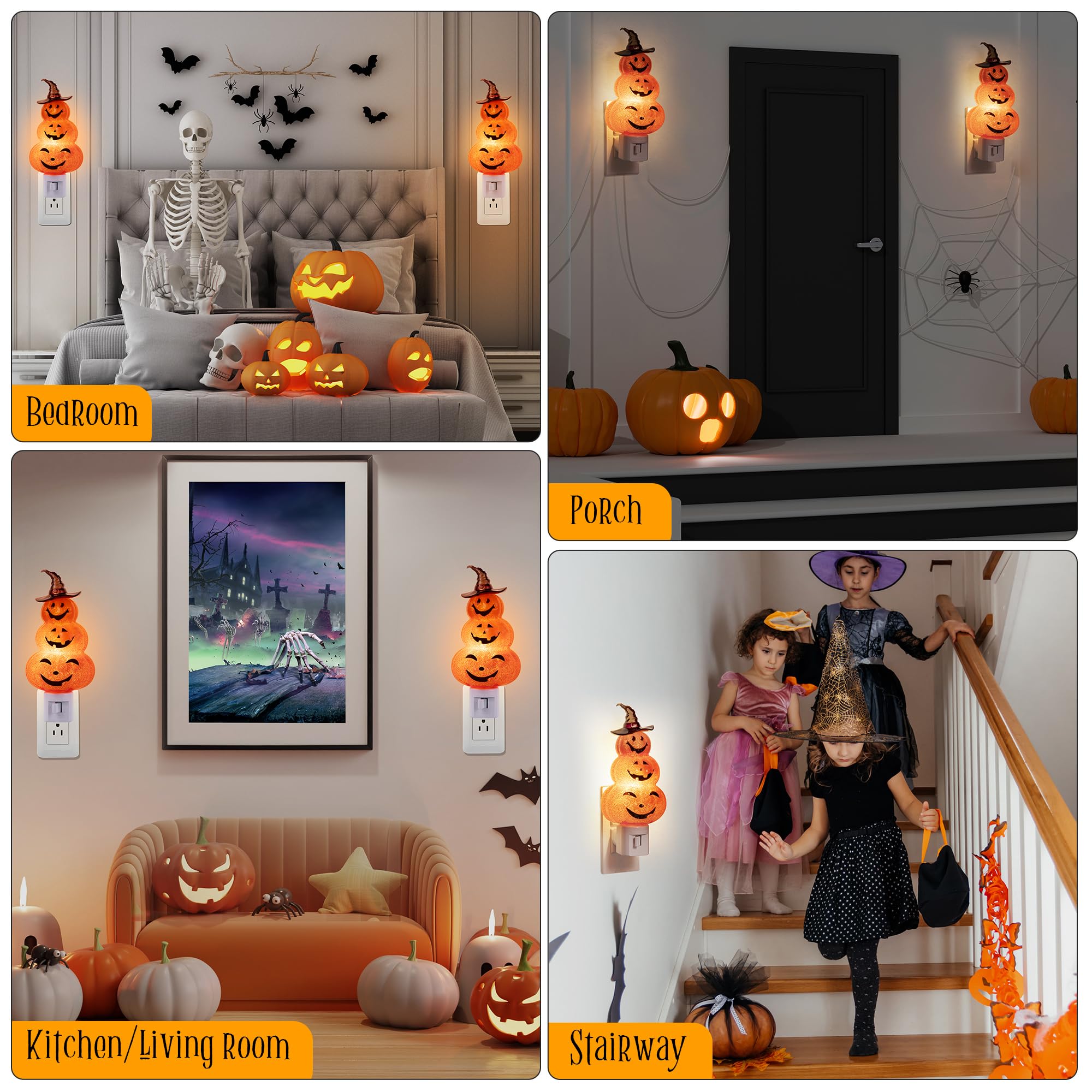 Meonum Halloween Pumpkin Bubble Night Light Plug Into Wall, Bright Orange Pumpkin Fall Seasonal Light Powered by C7 LED Bulb Dec
