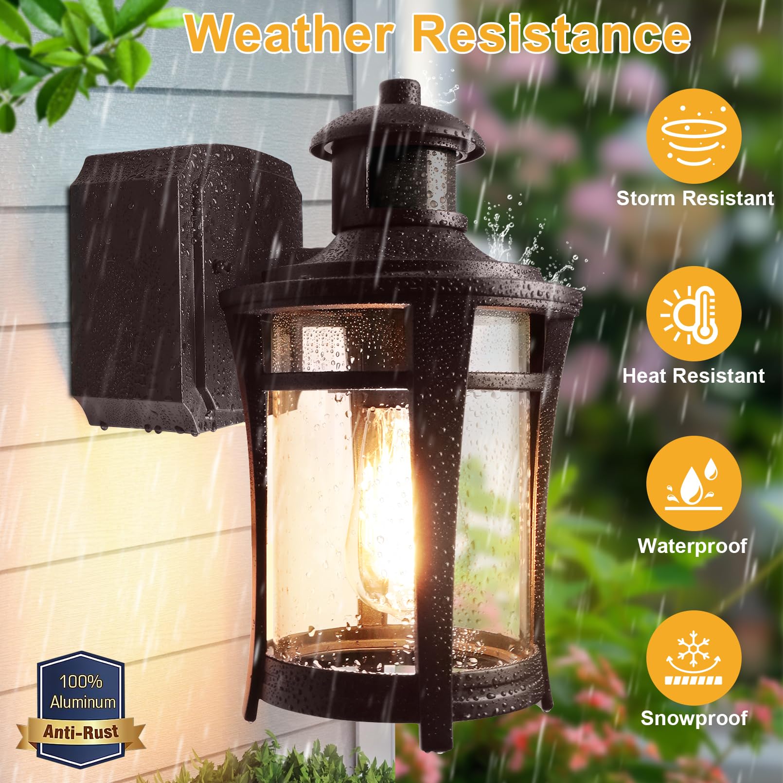 Outdoor Motion Sensor Lights, 2 Pack Porch Lights With Outlet, Dusk To Dawn Exterior Light Fixture, Anti-Rust Waterproof Outdoor