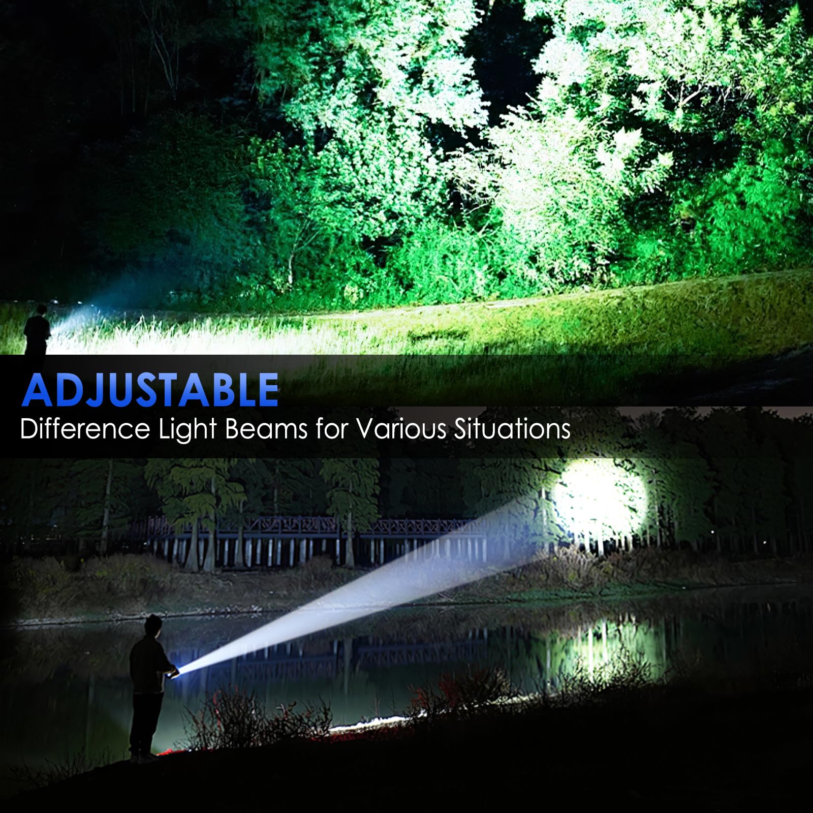QOPOYU Tactical Flashlight 90,000 Lumens Rechargeable, 5 Modes, IPX7 Waterproof, Black, Model T90YJ