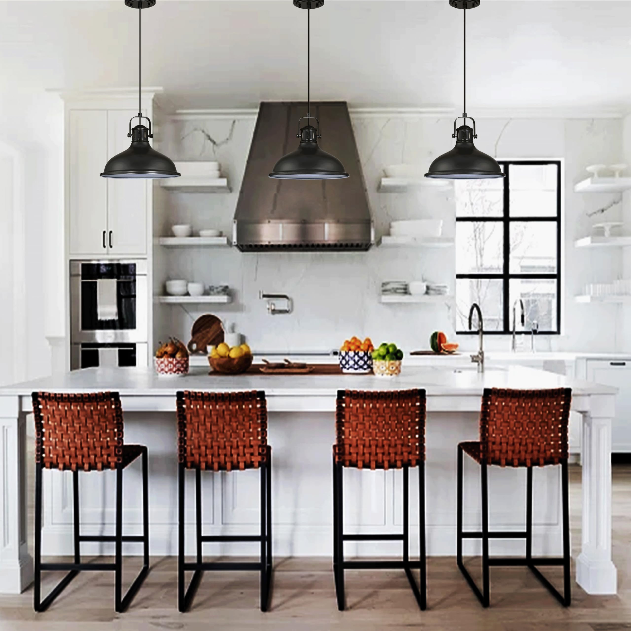 Doraimi Lighting 3 Pack 1 Light Pendant Light Industrial Vintage Fixtures Metal Chandelier Lights Painting Black Finish,Ceiling