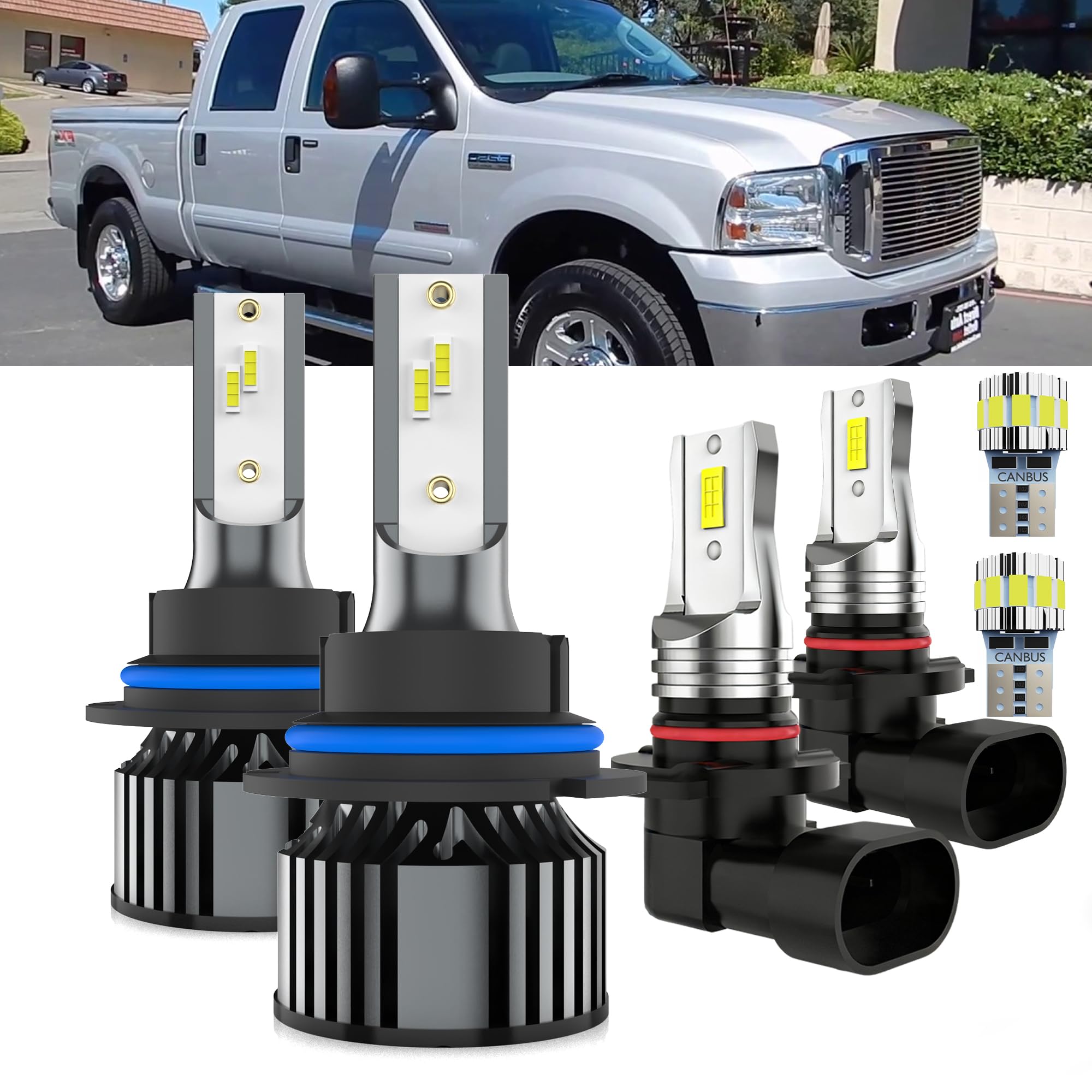 AYOTZIH Bulbs Fit For Ford F250 F350 F450 F550 Super Duty 2001-2004, High/Low Beams Fog Lights License Plate Lights Combo, 400% 