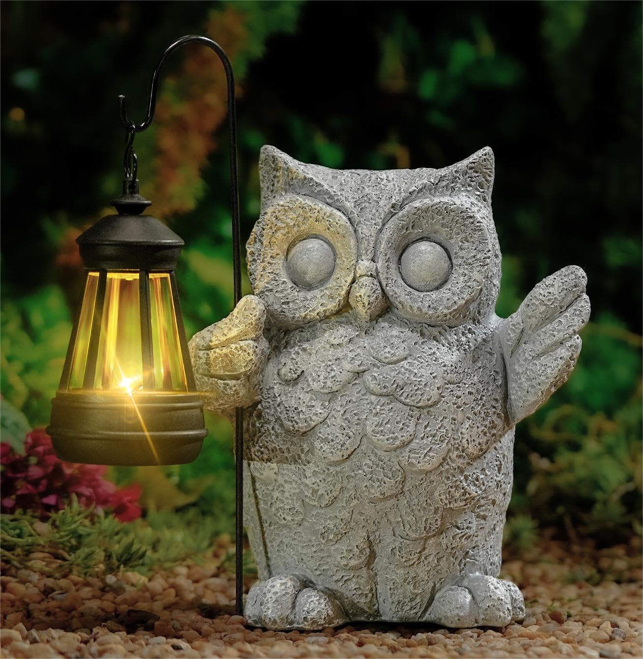 Solar Garden Statue Owl Figurine,Outdoor Garden Decor with Solar LED Lights for Patio,Balcony,Yard, Lawn-Unique Holiday Gifts fo