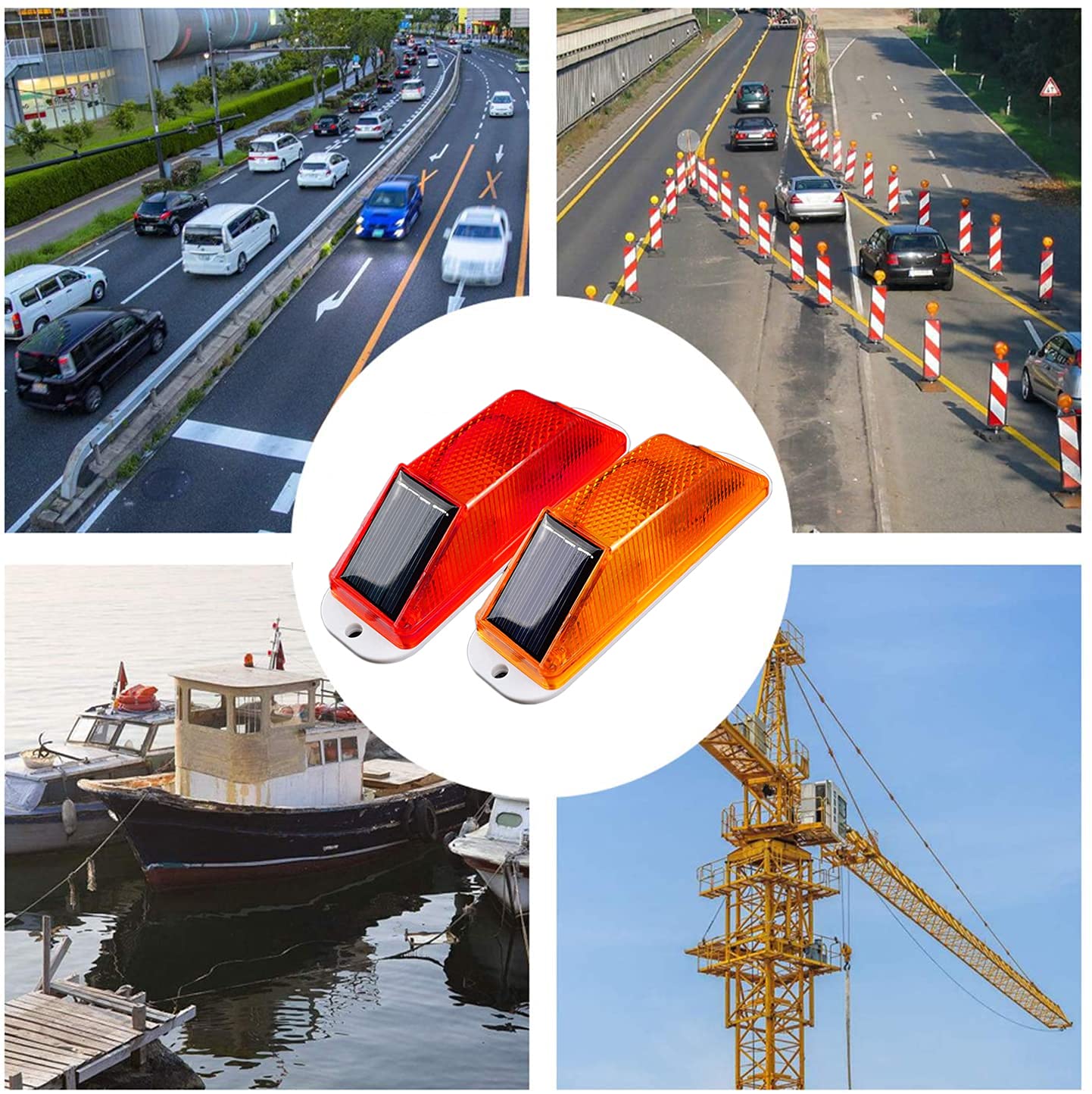 Risoon Solar Strobe Warning Light - Waterproof Led Beacon For Traffic Safety, Yellow, Ip65