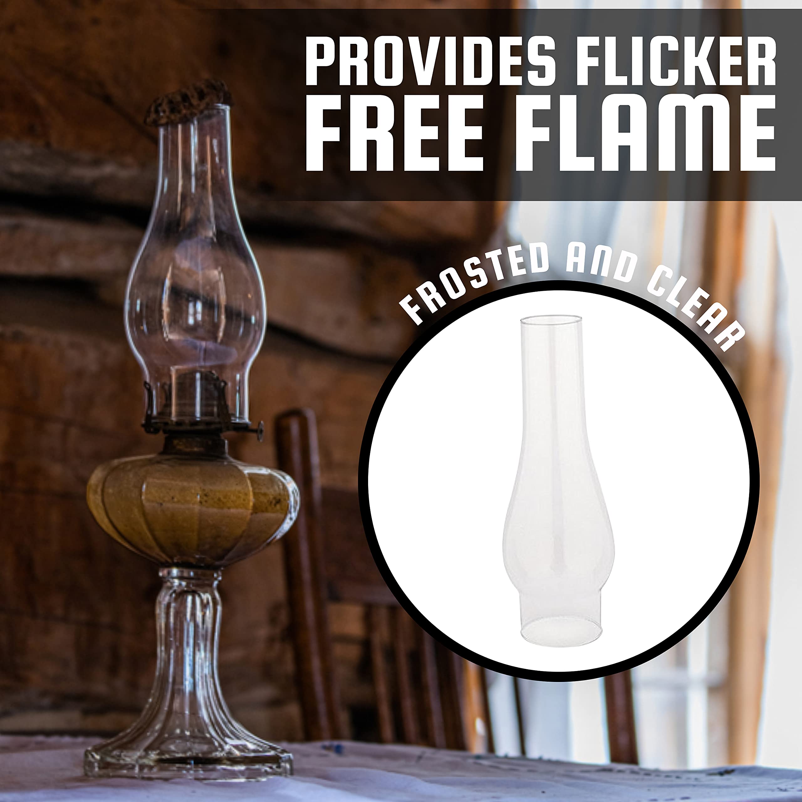OHLECTRIC Glass Lamp Chimney - Hand Blown Replacement for Vintage Oil Lamps - 10in High, 3in Fitter, Transparent, Pack of 2
