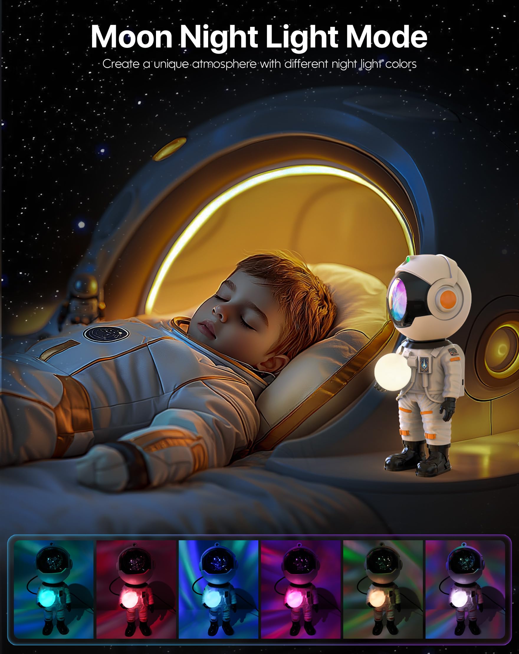 Rossetta Astronaut Galaxy Projector  Star Projector For Bedroom Bluetooth Speaker White Noise Night Light  Galaxy Light Projector With Remote Control And Timer For Kids  mature-themed  Party  Gifts