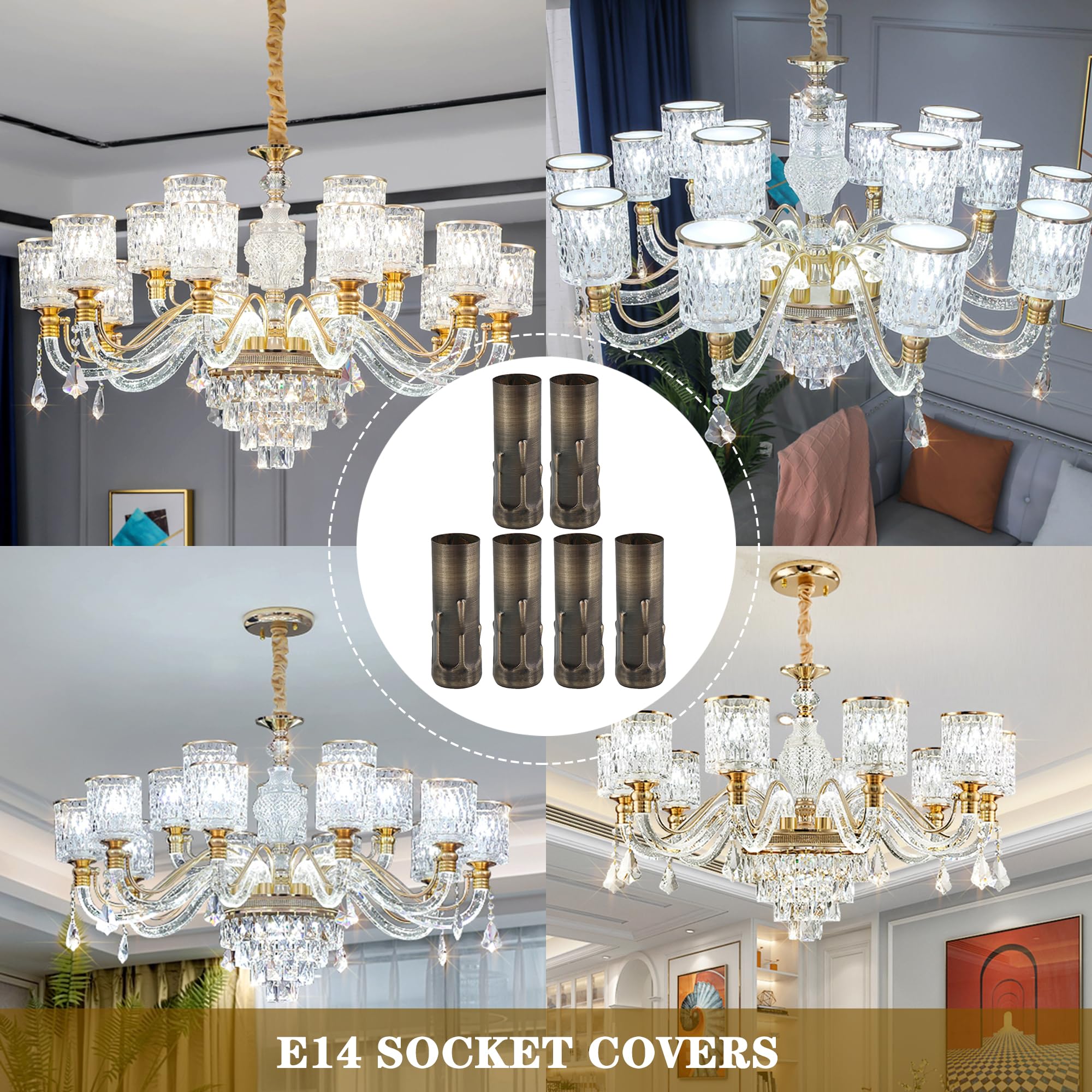 Bqlzr Candle Socket Light Covers Sleeves 3 Inch Tall Chandelier Socket Covers Chandelier Base Socket For E14 Chandelier Bright B