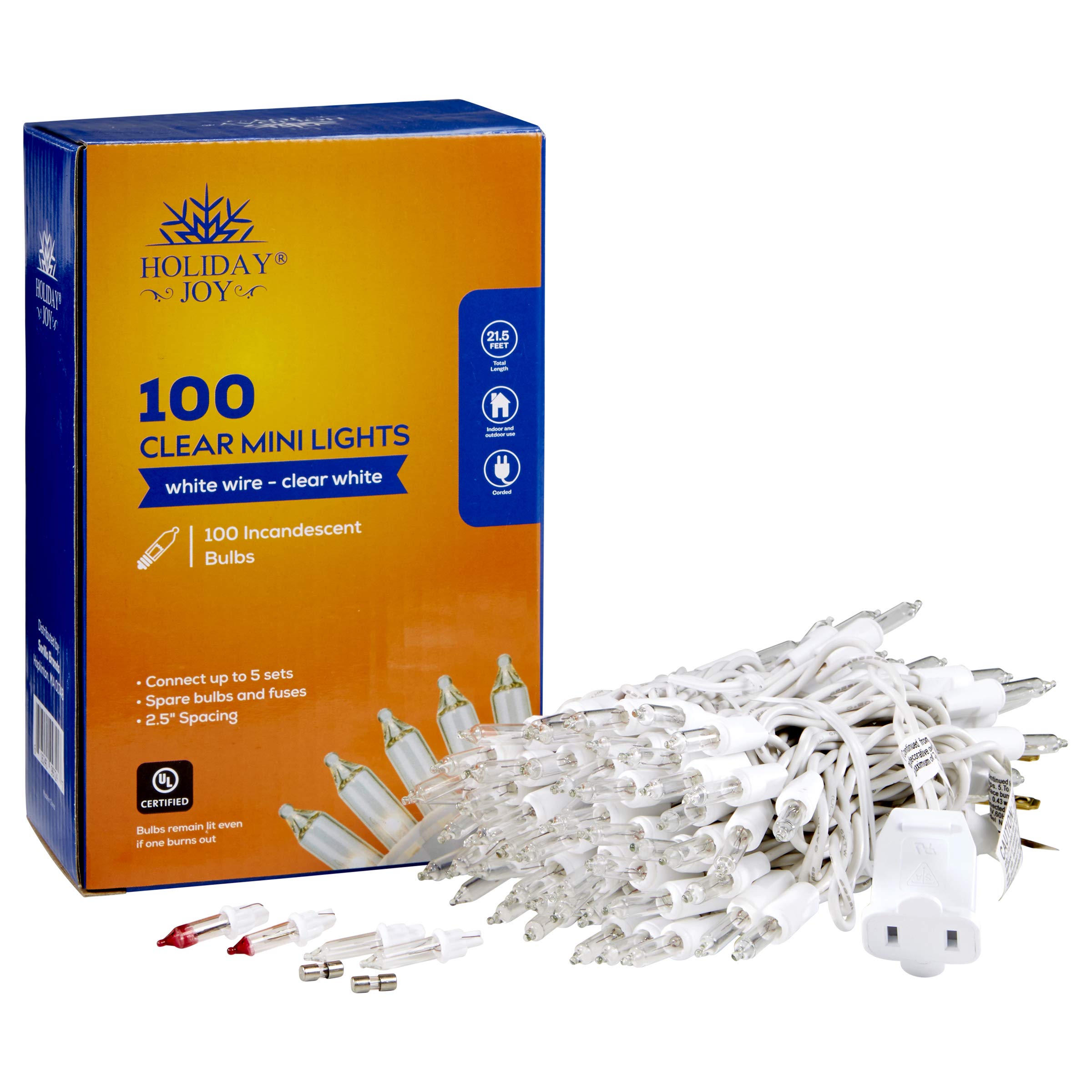 Holiday Joy Mini String Lights - 100 Clear White Lights on White Wire for Indoor/Outdoor Use - Model 14544850