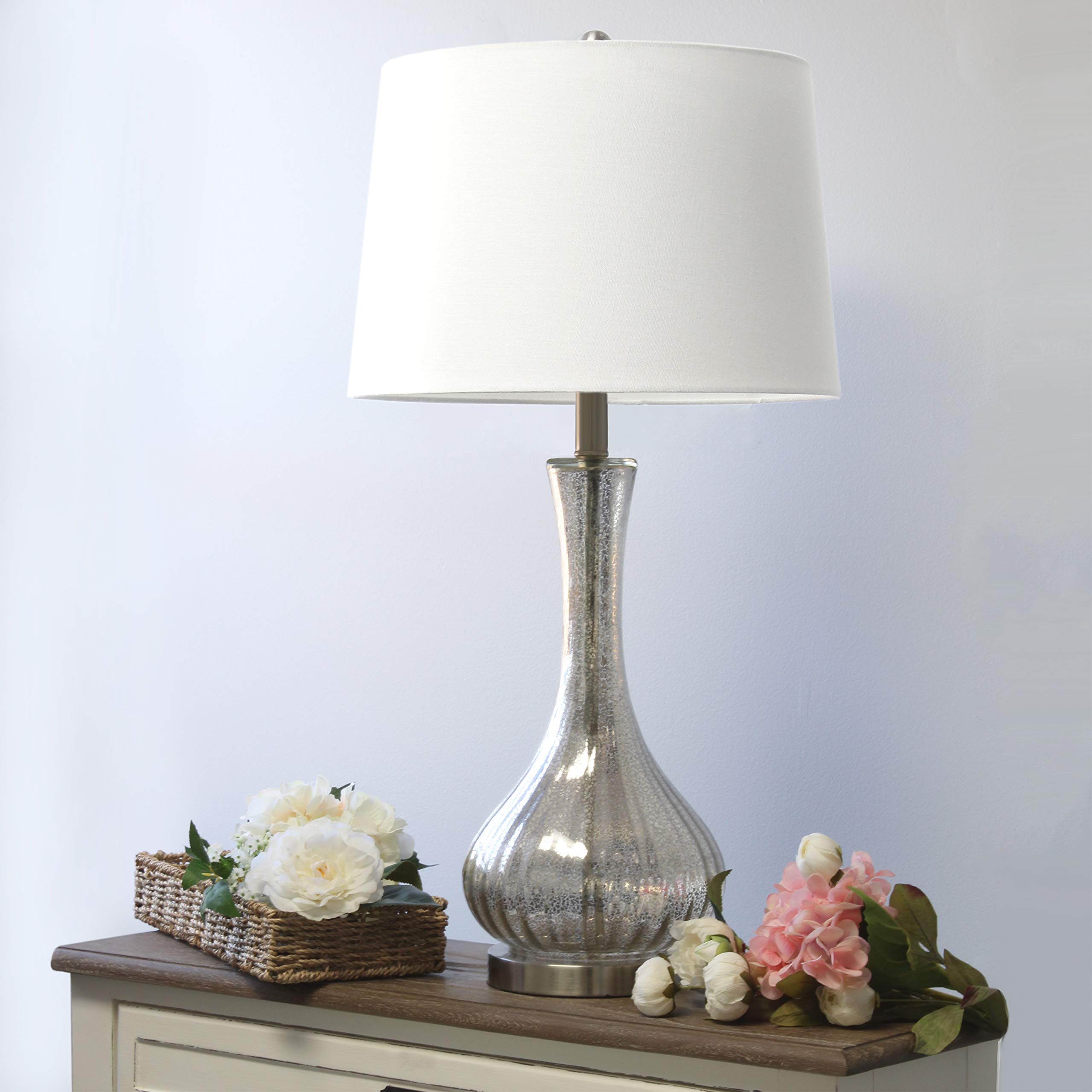 Elegant Designs Mercury Table Lamp LT3318-MUR, Fabric Shade, Stylish Home Decor