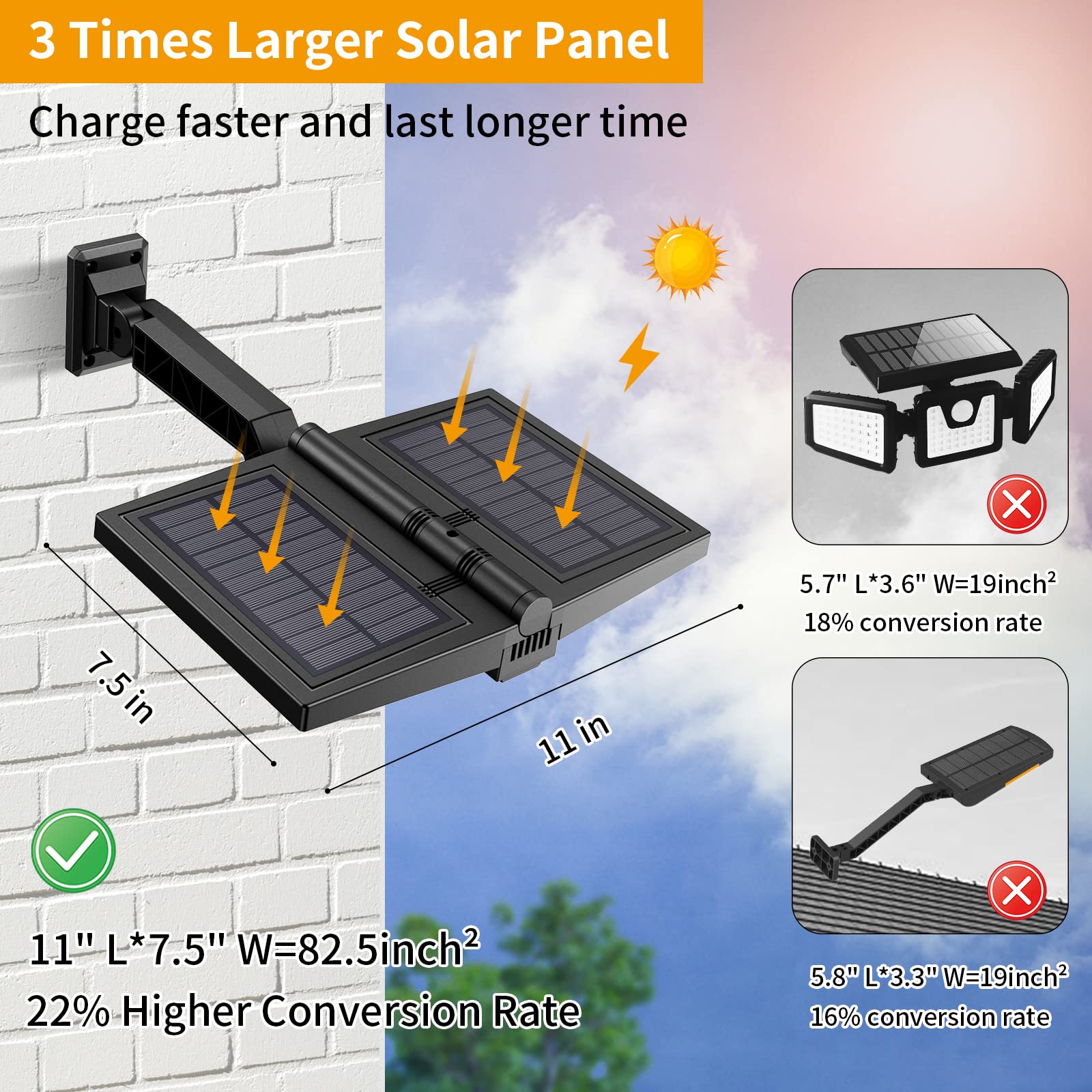 Auzev Solar Street Lights Outdoor Waterproof Solar Power Light For Yard Outside With Motion Sensor & Remote, Exterior Flood Lamp