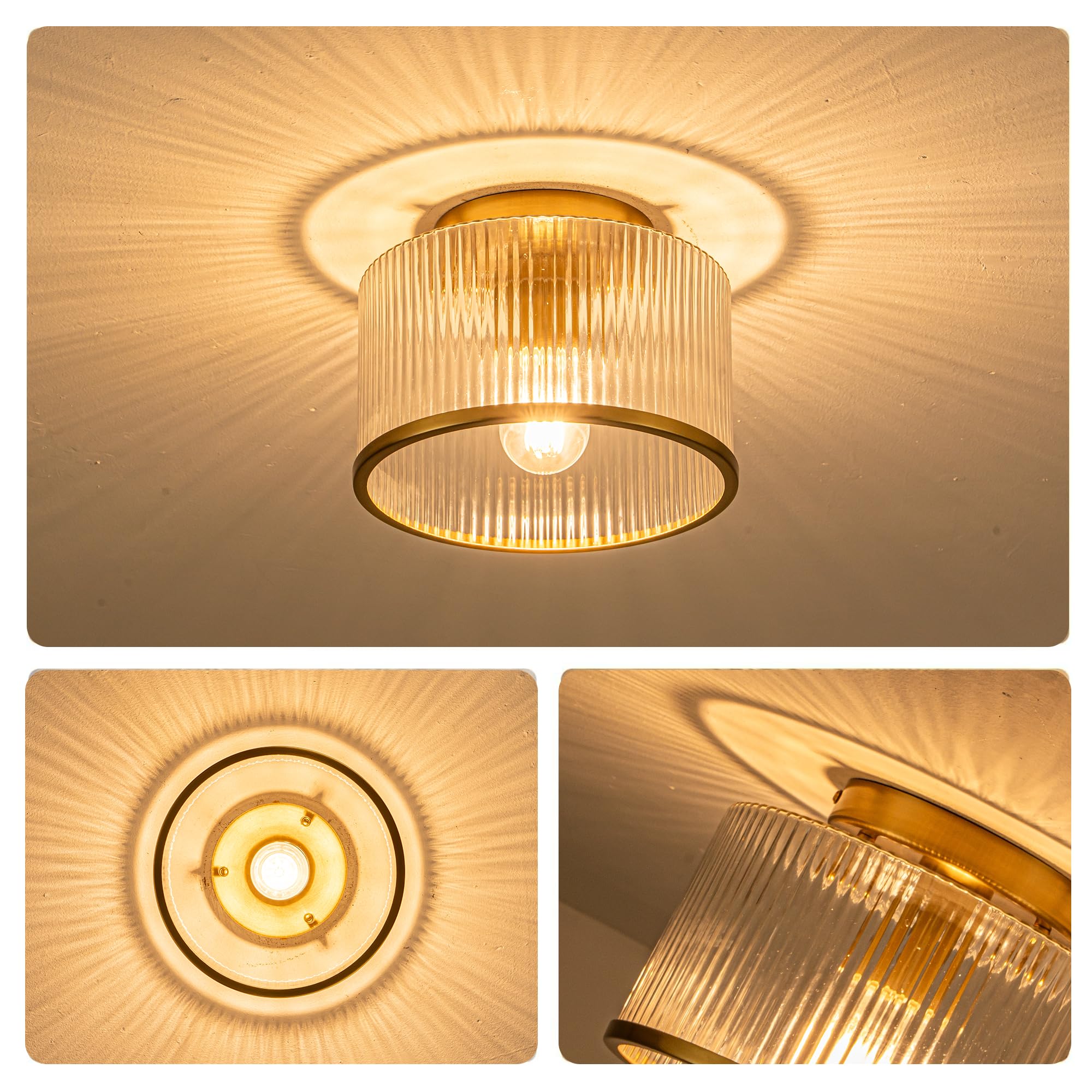 Mayna Modern Gold Ceiling Light Fixture, 1-Light Hallway Light Fixtures Ceiling Mount, Dimmable Foyer Kitchen Lighting Fixtures