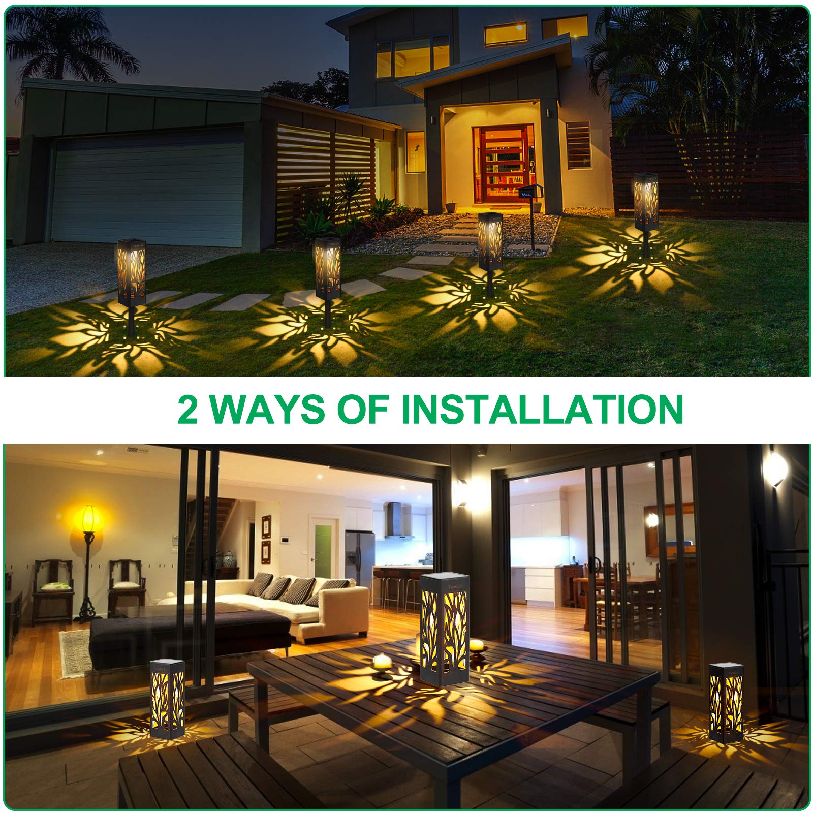 TomCare Solar Lights Outdoor - Upgraded 8 Pack Waterproof LED Garden Lights, White, Model SZ-19004, Bigger Size for Pathway & Walkway