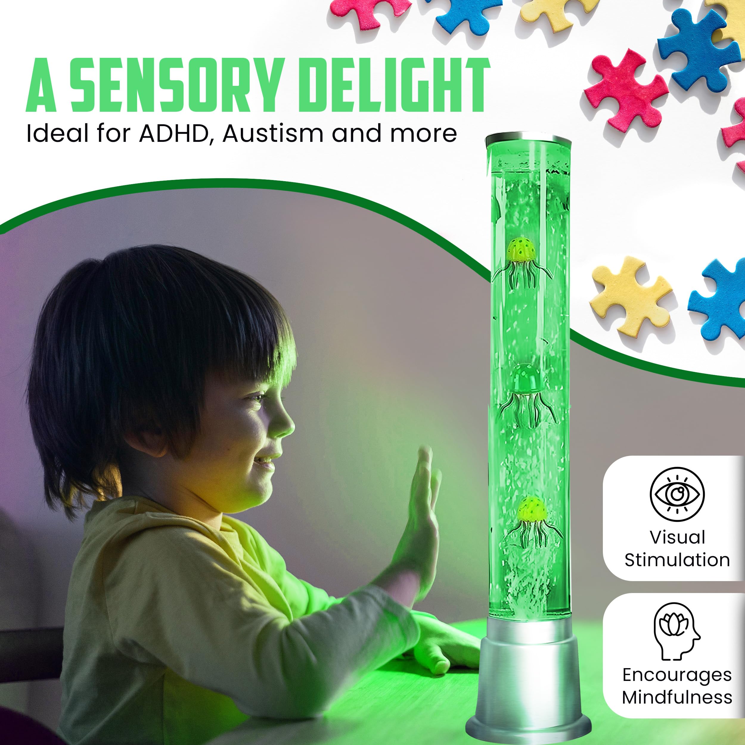 Jellyfish Lamp Bubble Lights With 6 Led Color Automatic Changing Night Light & Moving Discovery Jelly Fish Aquarium - Sensory Tu