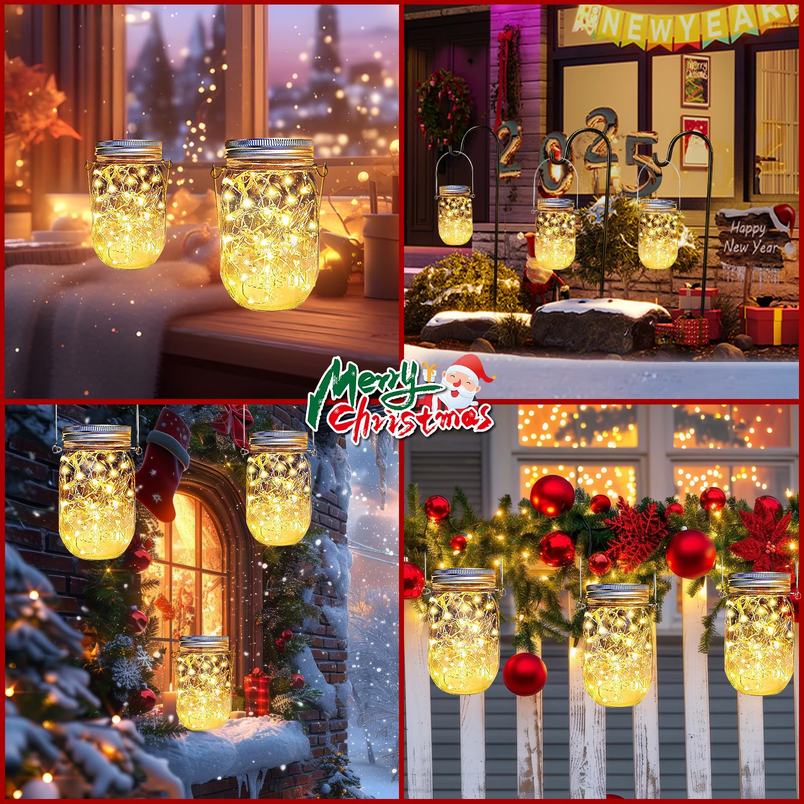 Yeuago Solar Mason Jar Lid Lights 12 Pack 30 Led Firefly Fairy String Lights, Waterproof Outdoor Solar Lights With Hangers For R