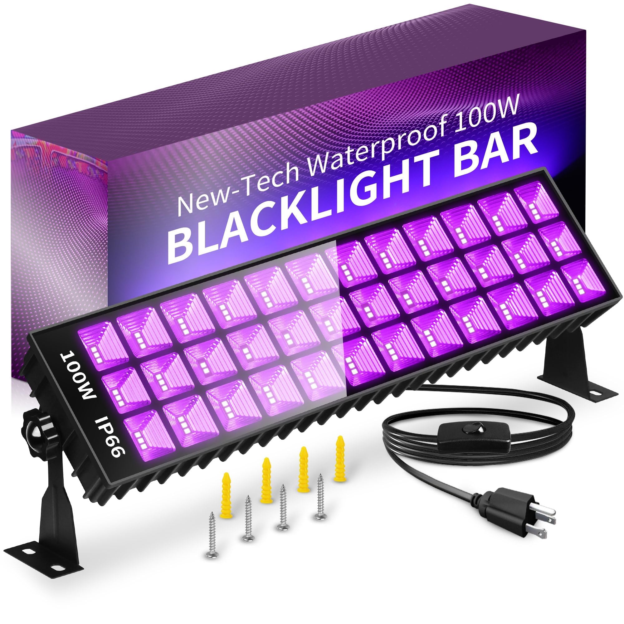 Thecham 100W Led Black Light Bar - 104 Leds For Glow Parties, Halloween, And Body Paint