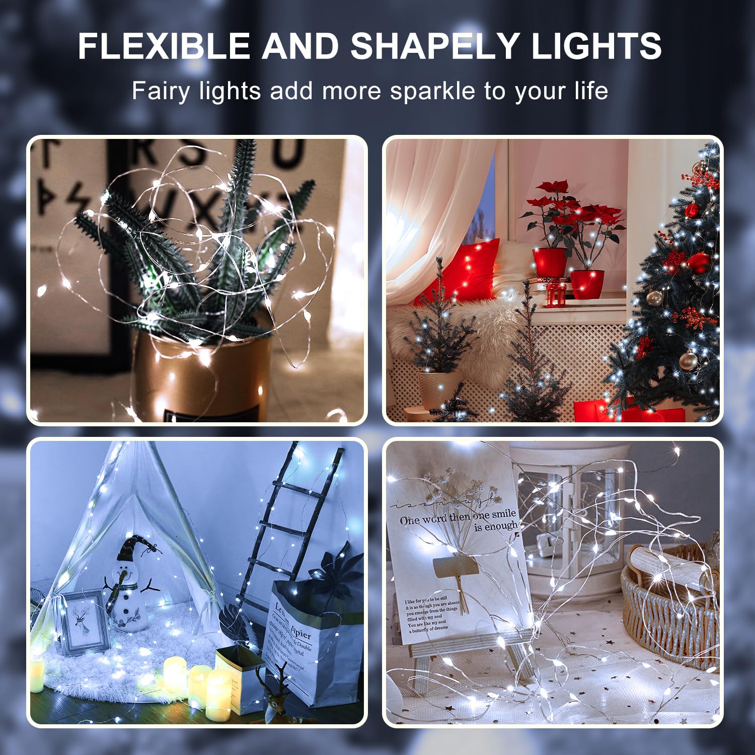 Aogist Fairy Lights 20 LED Waterproof Battery Operated 7ft Silver Wire, Cool White, Model A-01, 24 Pack for DIY Crafts & Decor