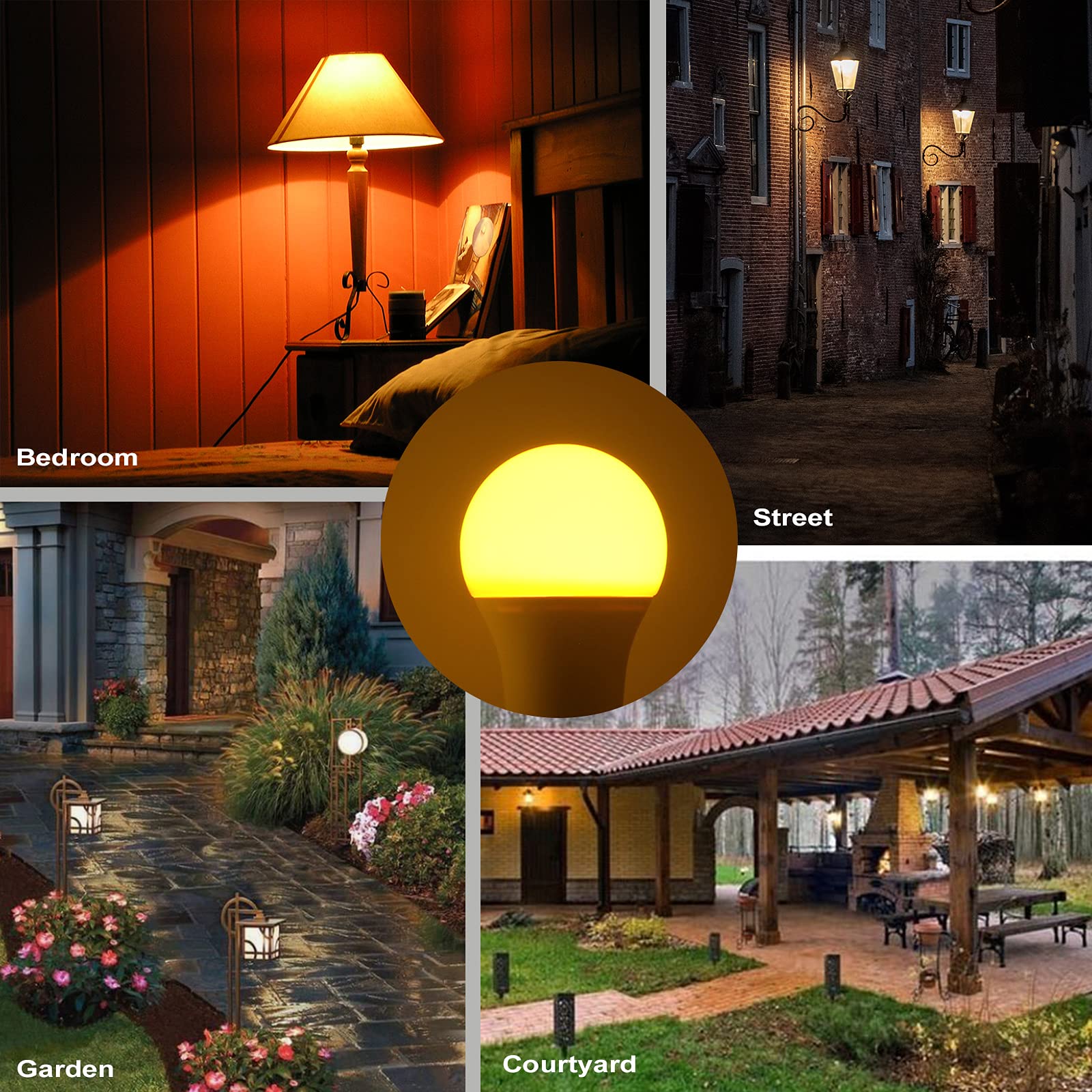 U4GLORY Amber LED Bulb - 15W (100W Equivalent), 1500Lm, 2200K Soft Glow, Yellow, A21 E26 Medium Base, 2 Count