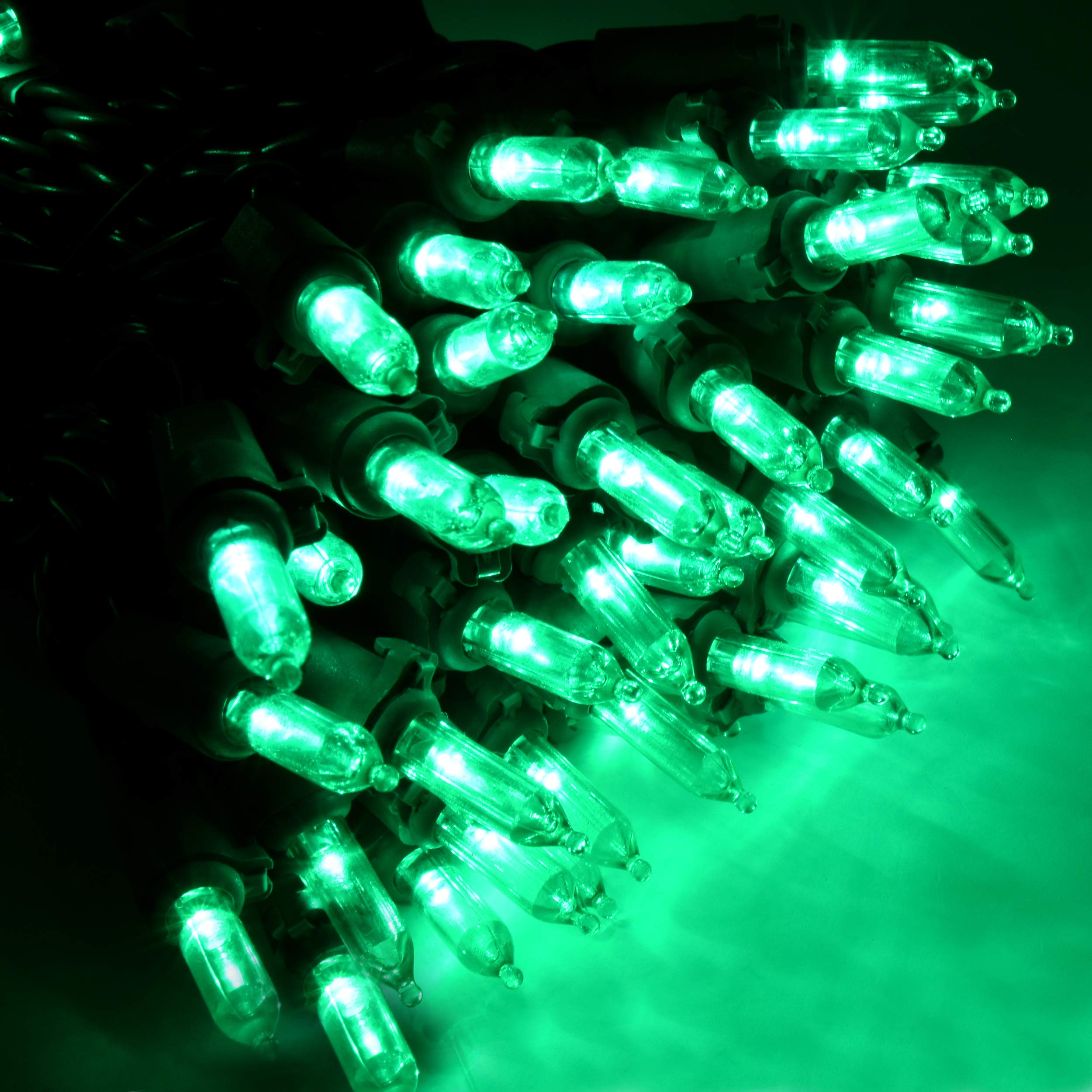 Holiday Essence 100 LED Green String Lights, 26.9 Ft Green Wire, Indoor/Outdoor Use, Model X/10247