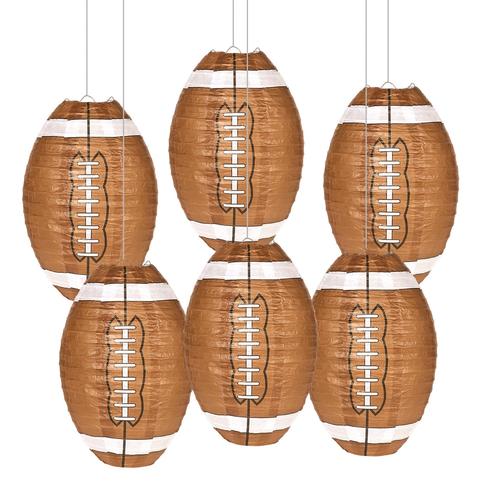 6 Pcs Football Paper Lantern  11 Inch Football Hanging Paper Lanterns  Sports Ball Lantern for Football-Themed Party Bithday Baby Shower Wedding Sports Game Decoration